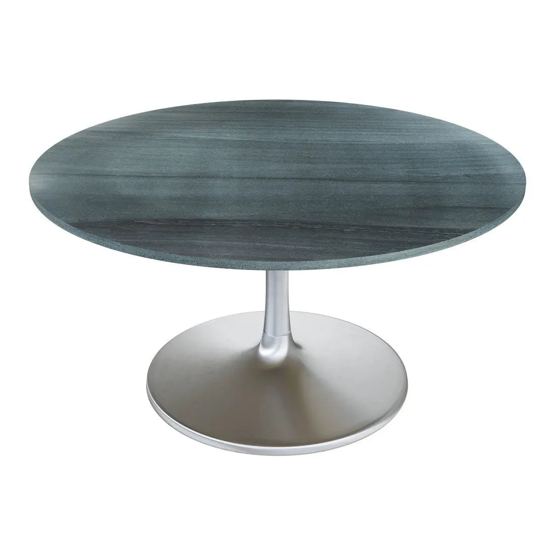 60" Gray and Silver Marble and Aluminum Pedestal Base Round Top Dining Table Homeroots Kitchen & Dining