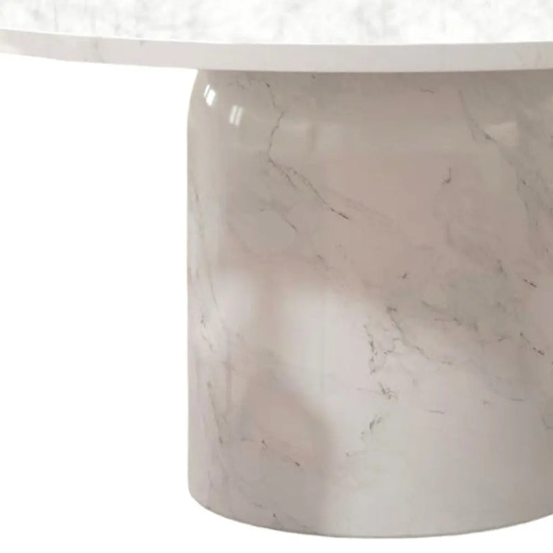 60" Gray and White Marble Pedestal Base Round Top Dining Table Homeroots Kitchen & Dining