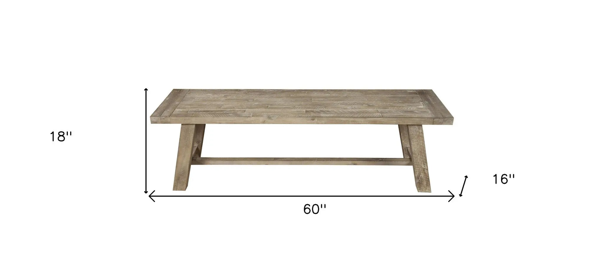 60" Natural Distressed Solid Wood Dining Bench - GreatEagleInc