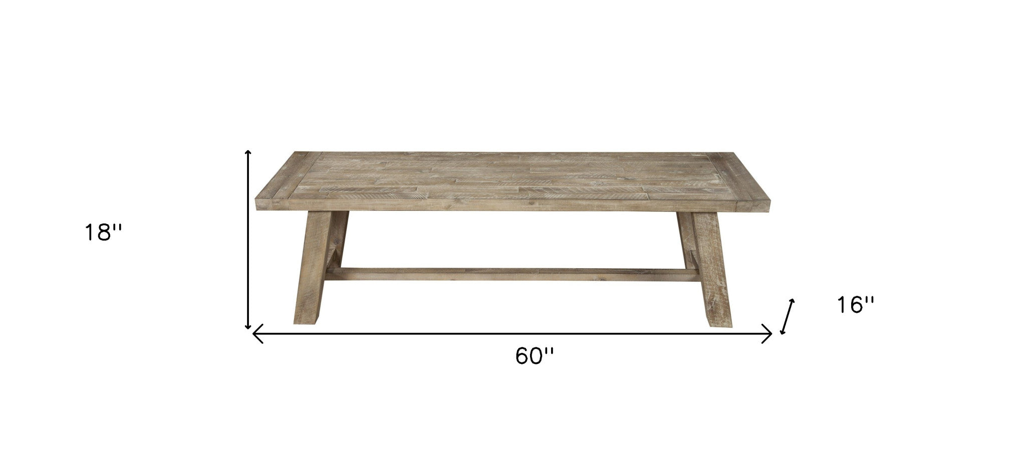 60" Natural Distressed Solid Wood Dining Bench - GreatEagleInc
