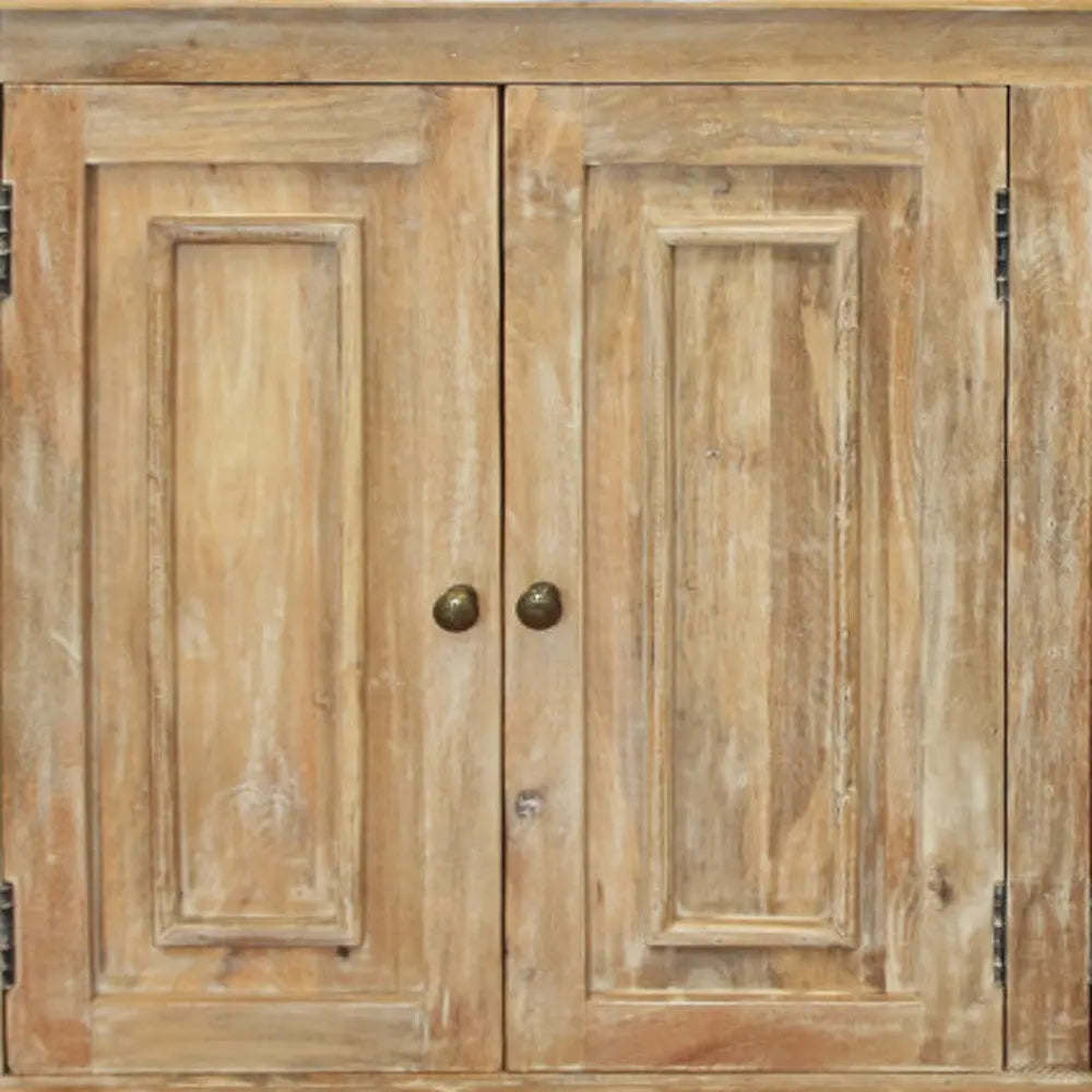 60" Natural Distressed Solid Wood Sideboard with Four Doors Homeroots Kitchen & Dining