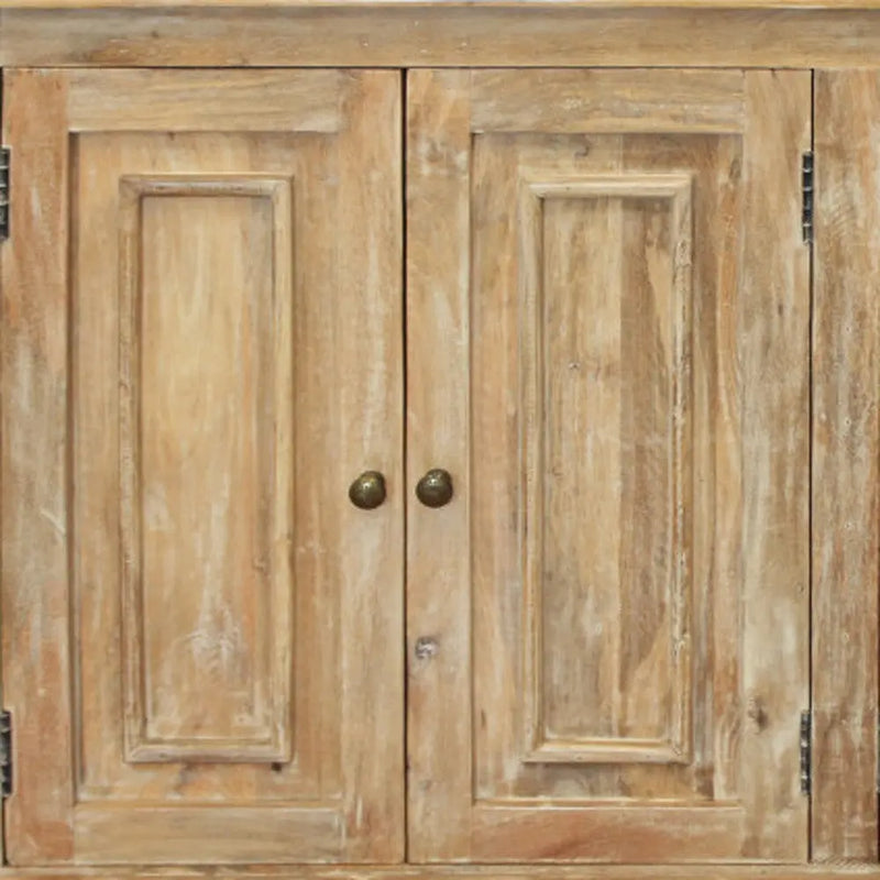 60" Natural Distressed Solid Wood Sideboard with Four Doors Homeroots Kitchen & Dining
