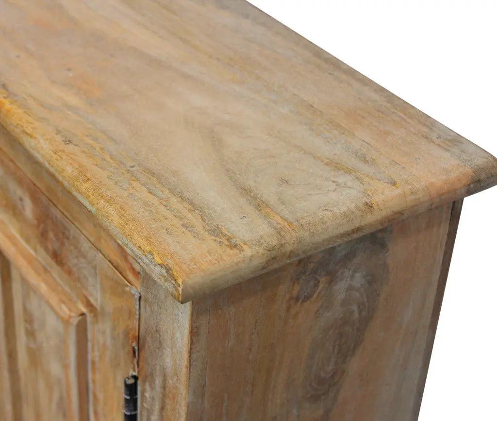 60" Natural Distressed Solid Wood Sideboard with Four Doors Homeroots Kitchen & Dining