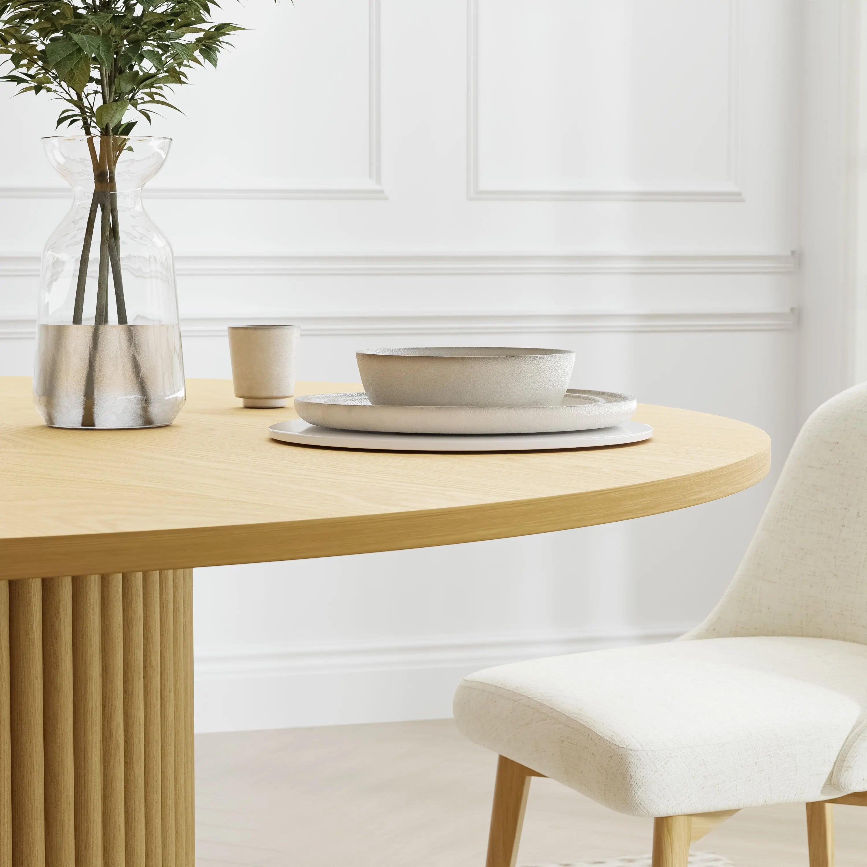 60" Natural Solid Wood Pedestal Base Round Top Dining Table Homeroots Kitchen & Dining