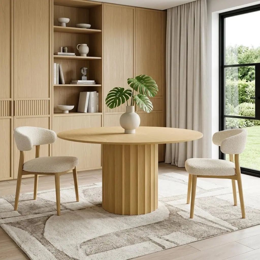 60" Natural Solid Wood Pedestal Base Round Top Dining Table Homeroots Kitchen & Dining