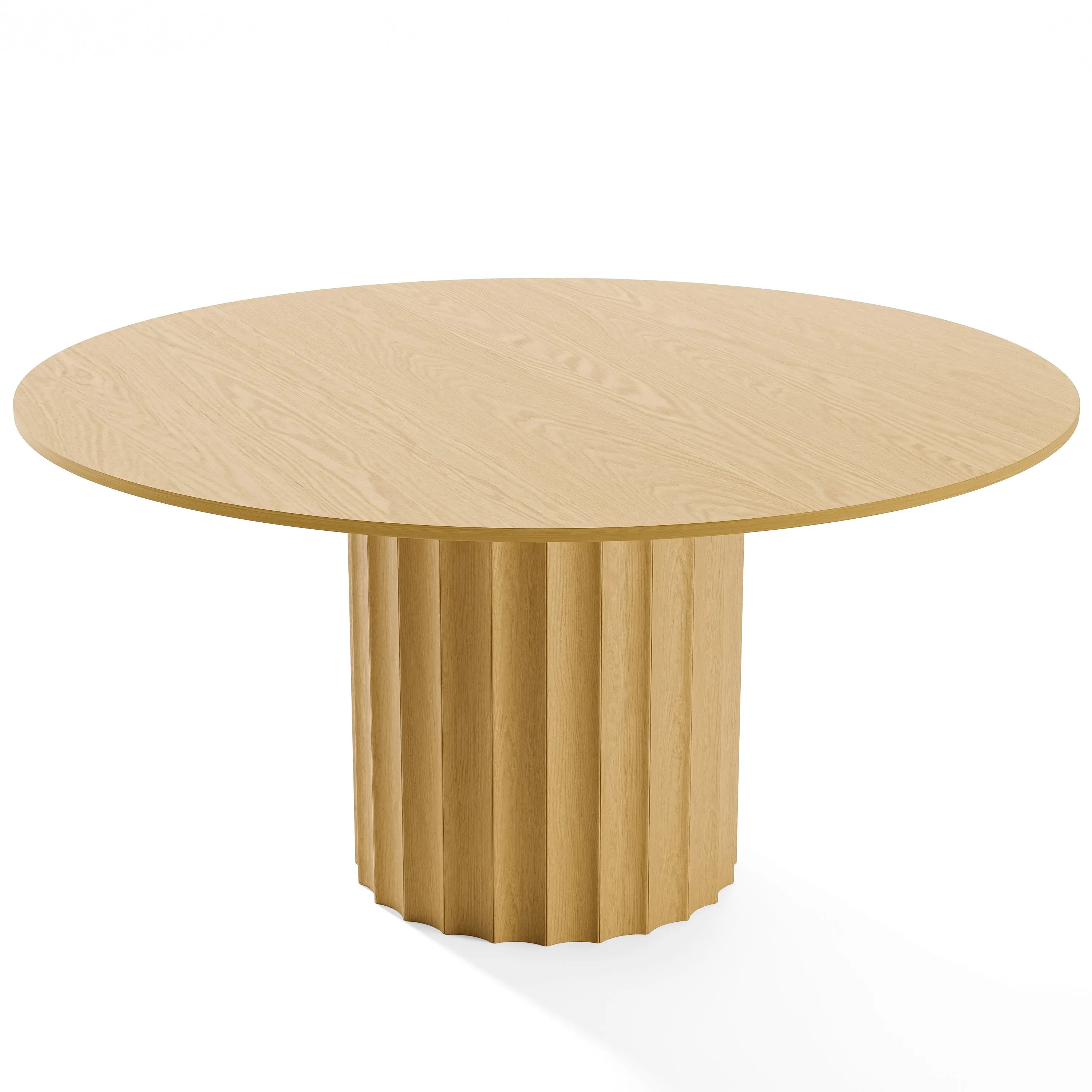 60" Natural Solid Wood Pedestal Base Round Top Dining Table Homeroots Kitchen & Dining