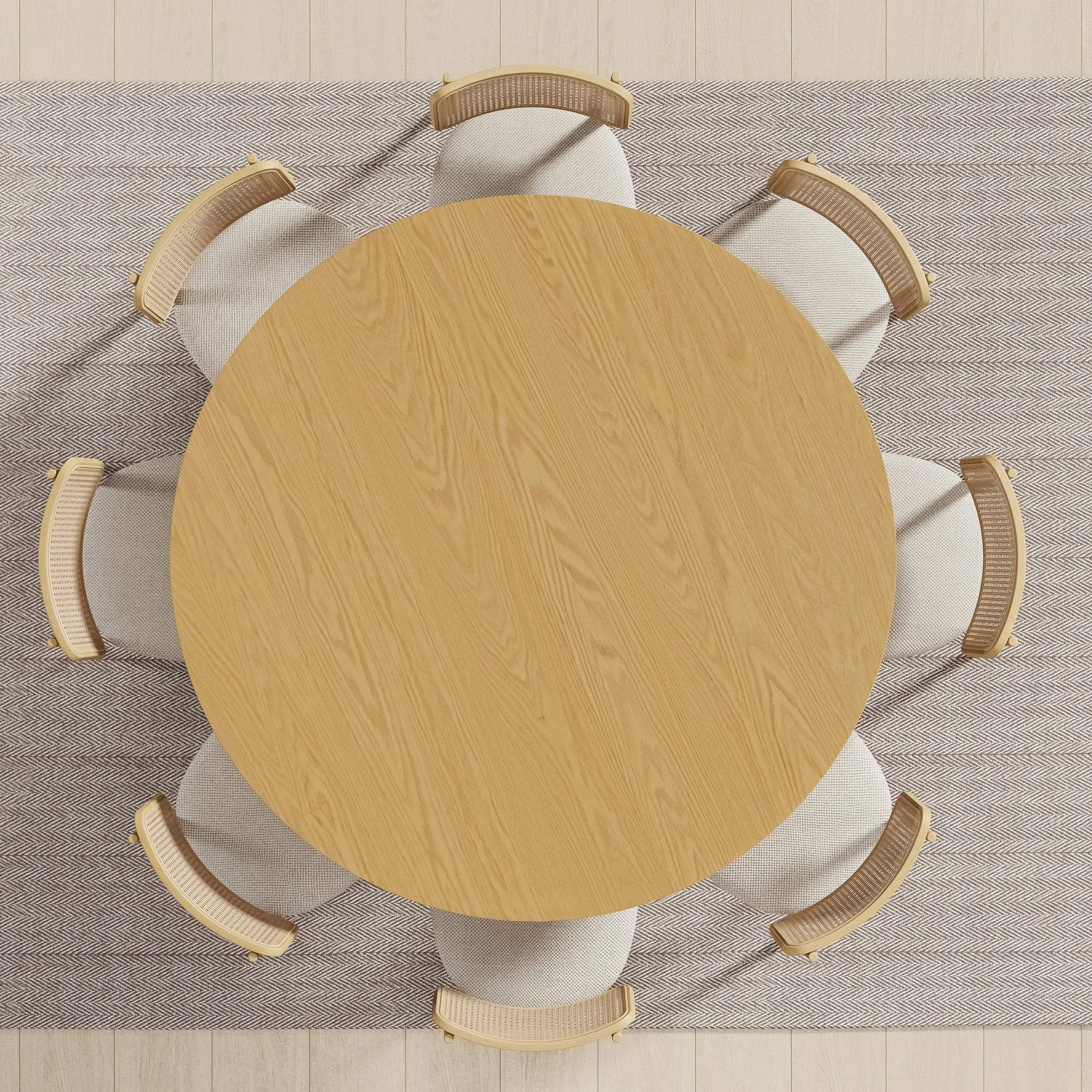 60" Natural Solid Wood Pedestal Base Round Top Dining Table Homeroots Kitchen & Dining