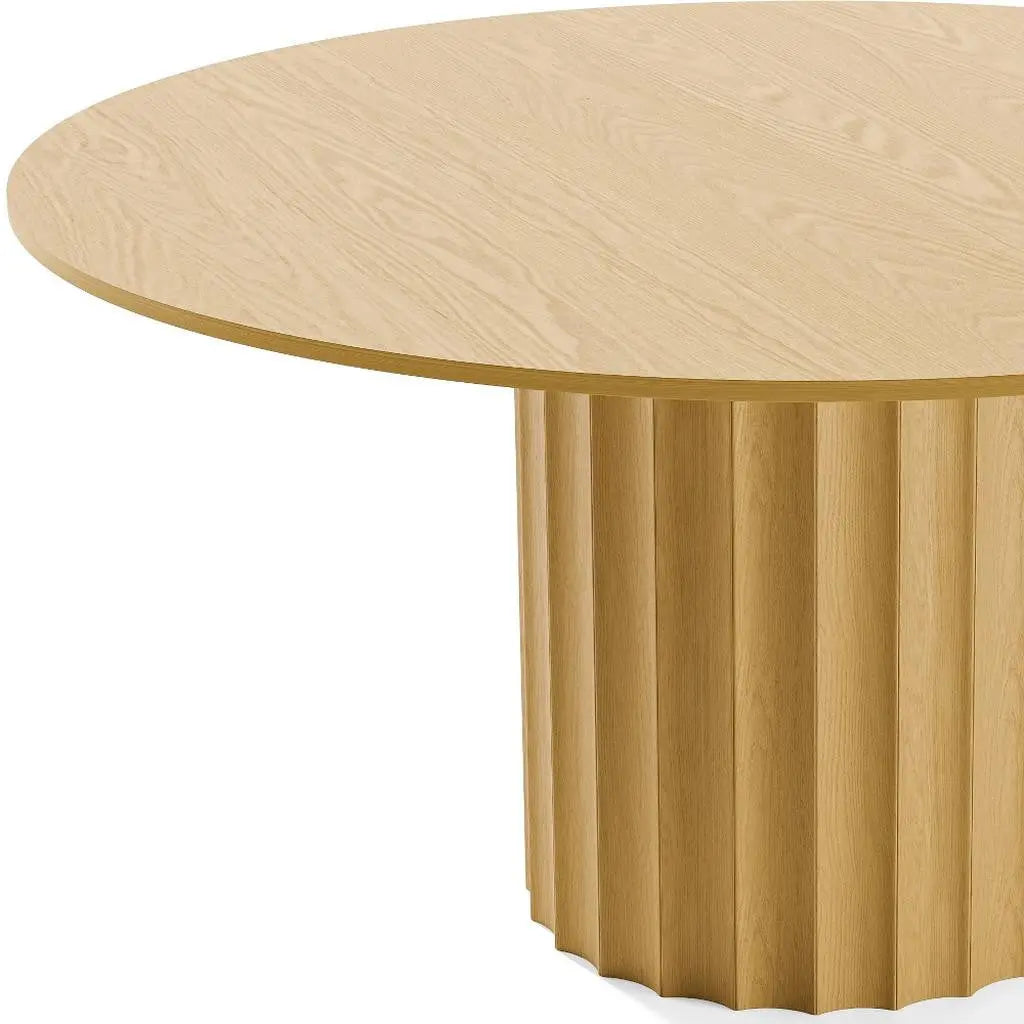 60" Natural Solid Wood Pedestal Base Round Top Dining Table Homeroots Kitchen & Dining