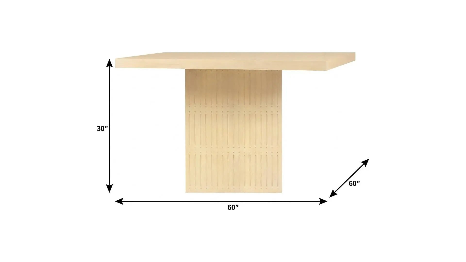 60" Natural Solid Wood Pedestal Base Square Dining Table Homeroots Kitchen & Dining