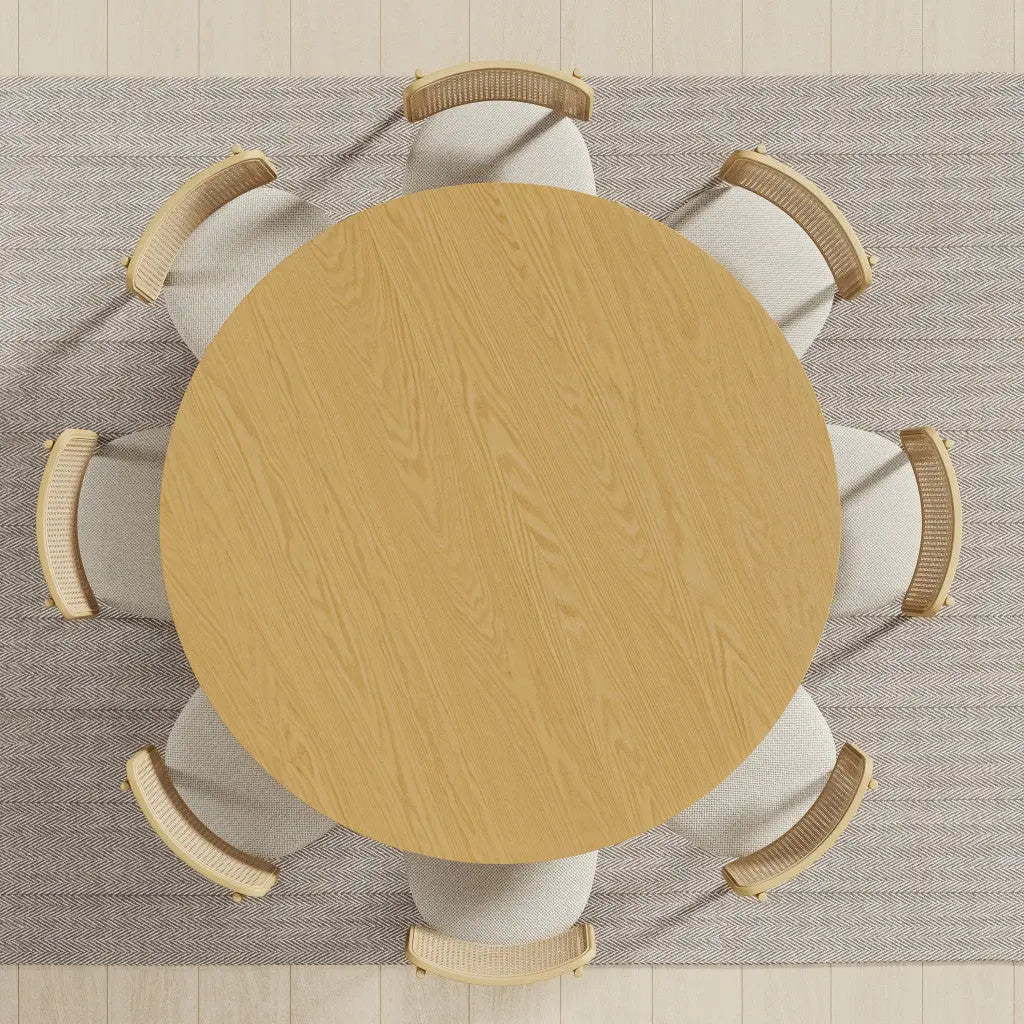 60" Oak Wood Pedestal Base Round Top Dining Table Homeroots Kitchen & Dining