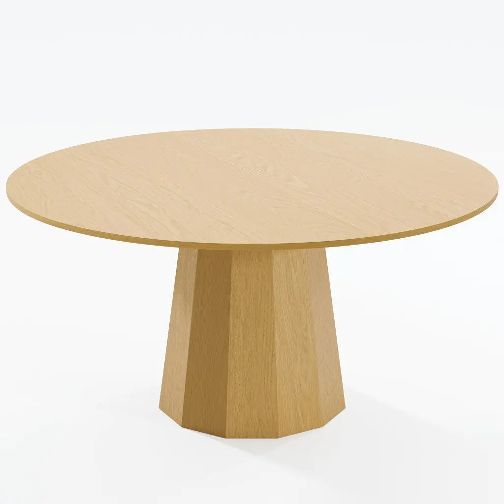 60" Oak Wood Pedestal Base Round Top Dining Table Homeroots Kitchen & Dining