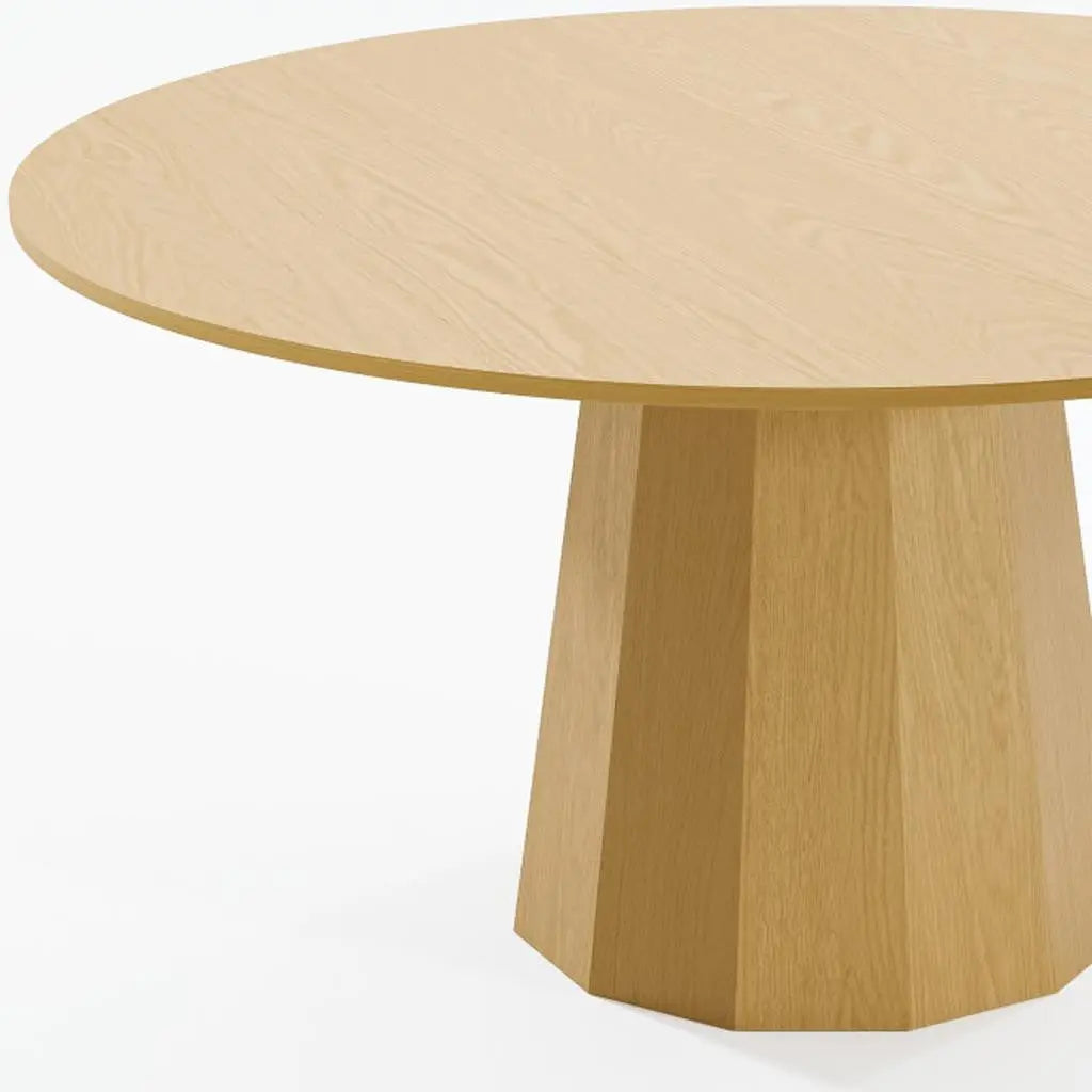 60" Oak Wood Pedestal Base Round Top Dining Table Homeroots Kitchen & Dining