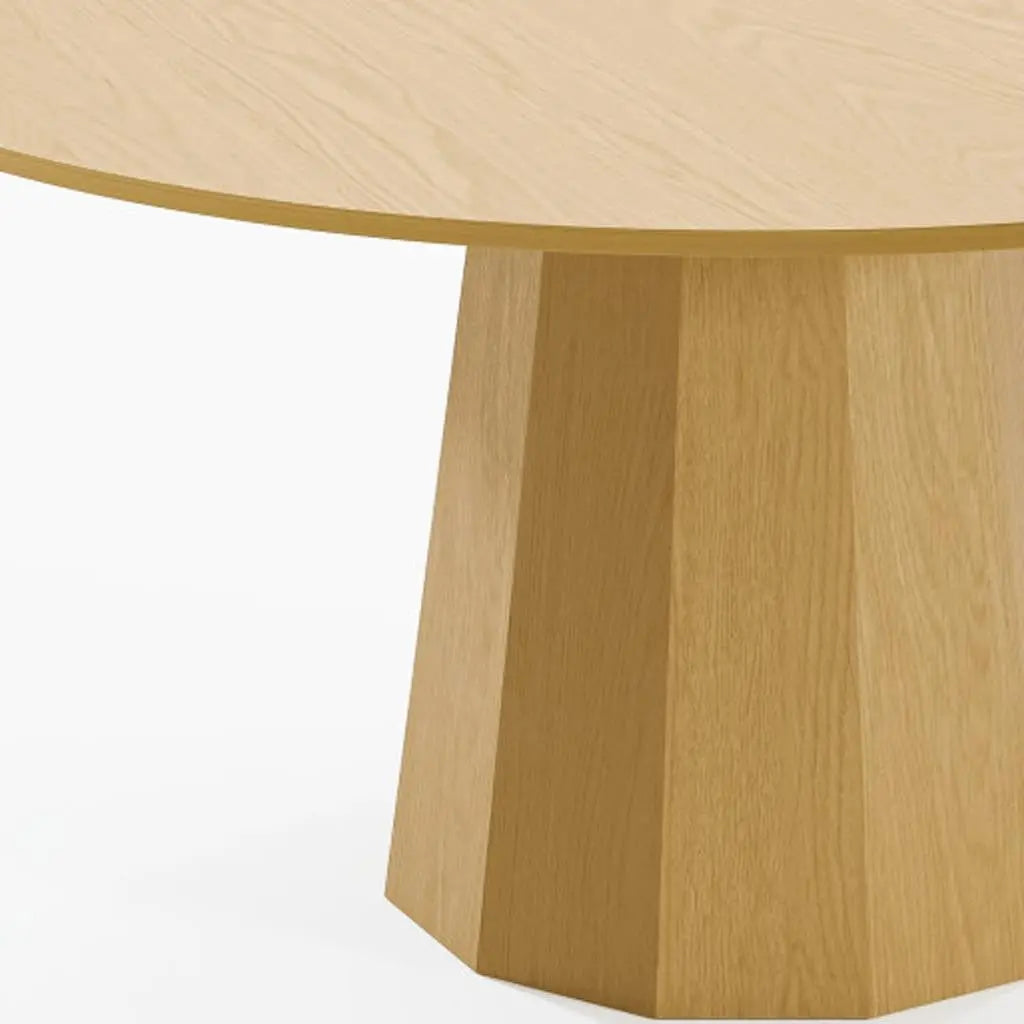 60" Oak Wood Pedestal Base Round Top Dining Table Homeroots Kitchen & Dining