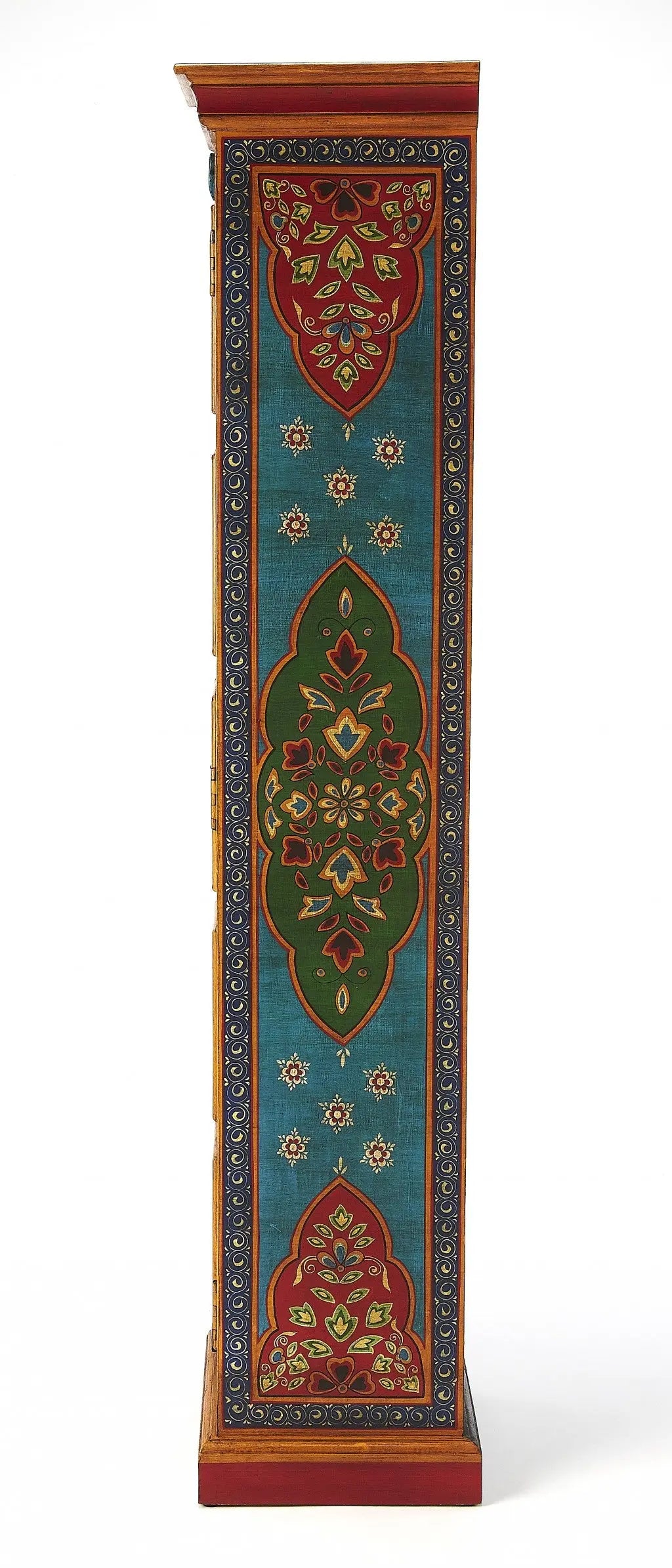 60" Red Blue and Gold Hand Painted Accent Cabinet Homeroots Kitchen & Dining