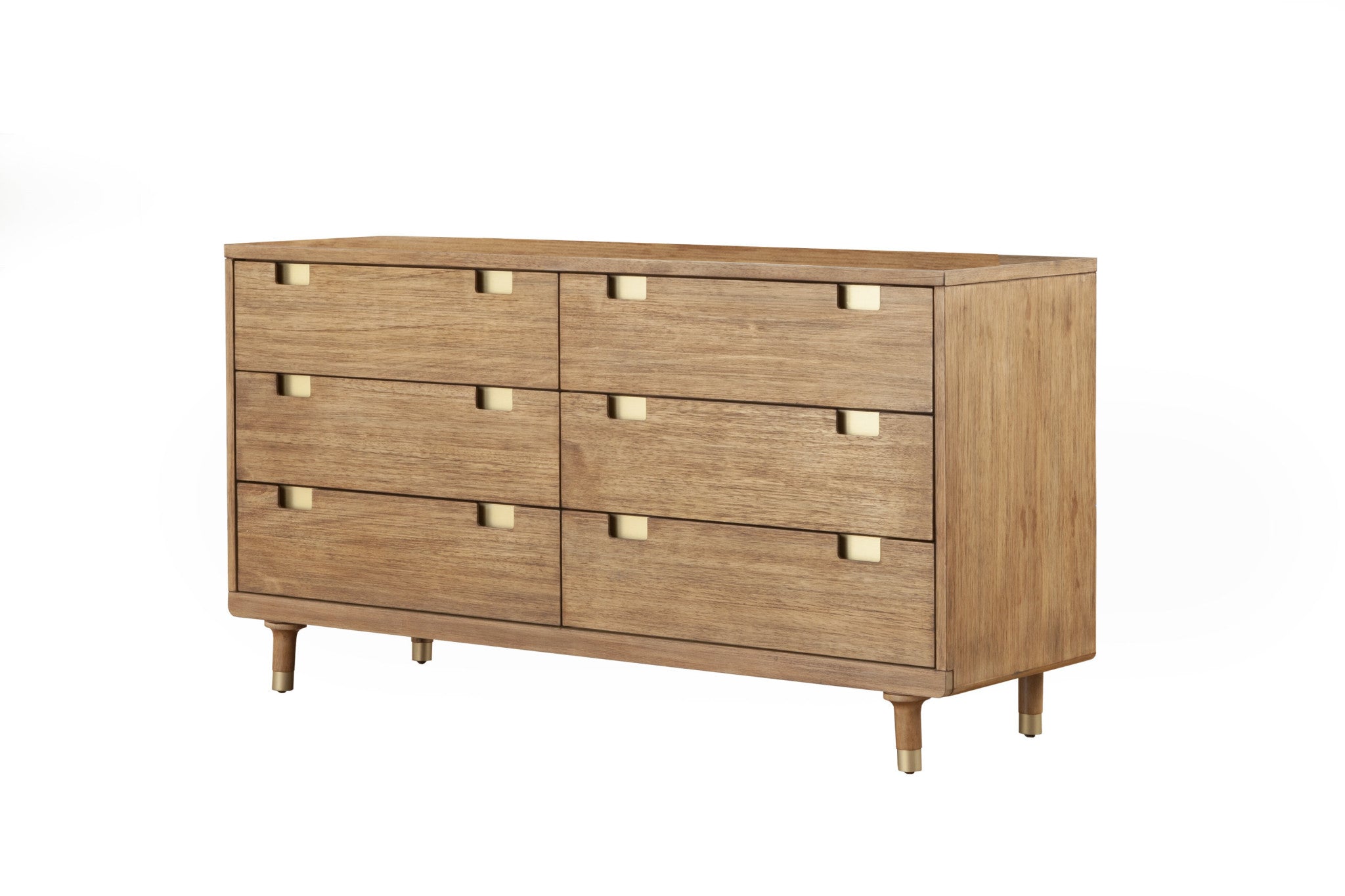 60" Sandy Brown Solid Wood Six Drawer Double Dresser - GreatEagleInc