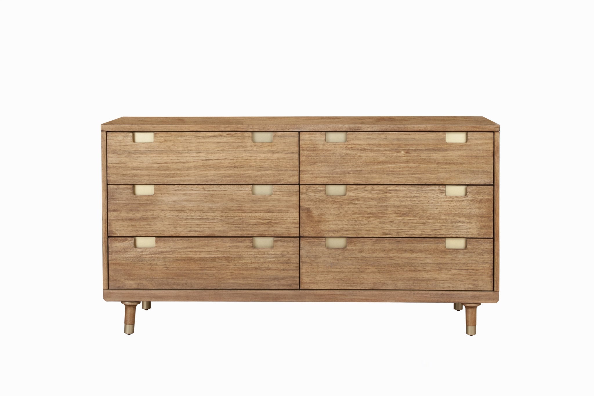 60" Sandy Brown Solid Wood Six Drawer Double Dresser - GreatEagleInc