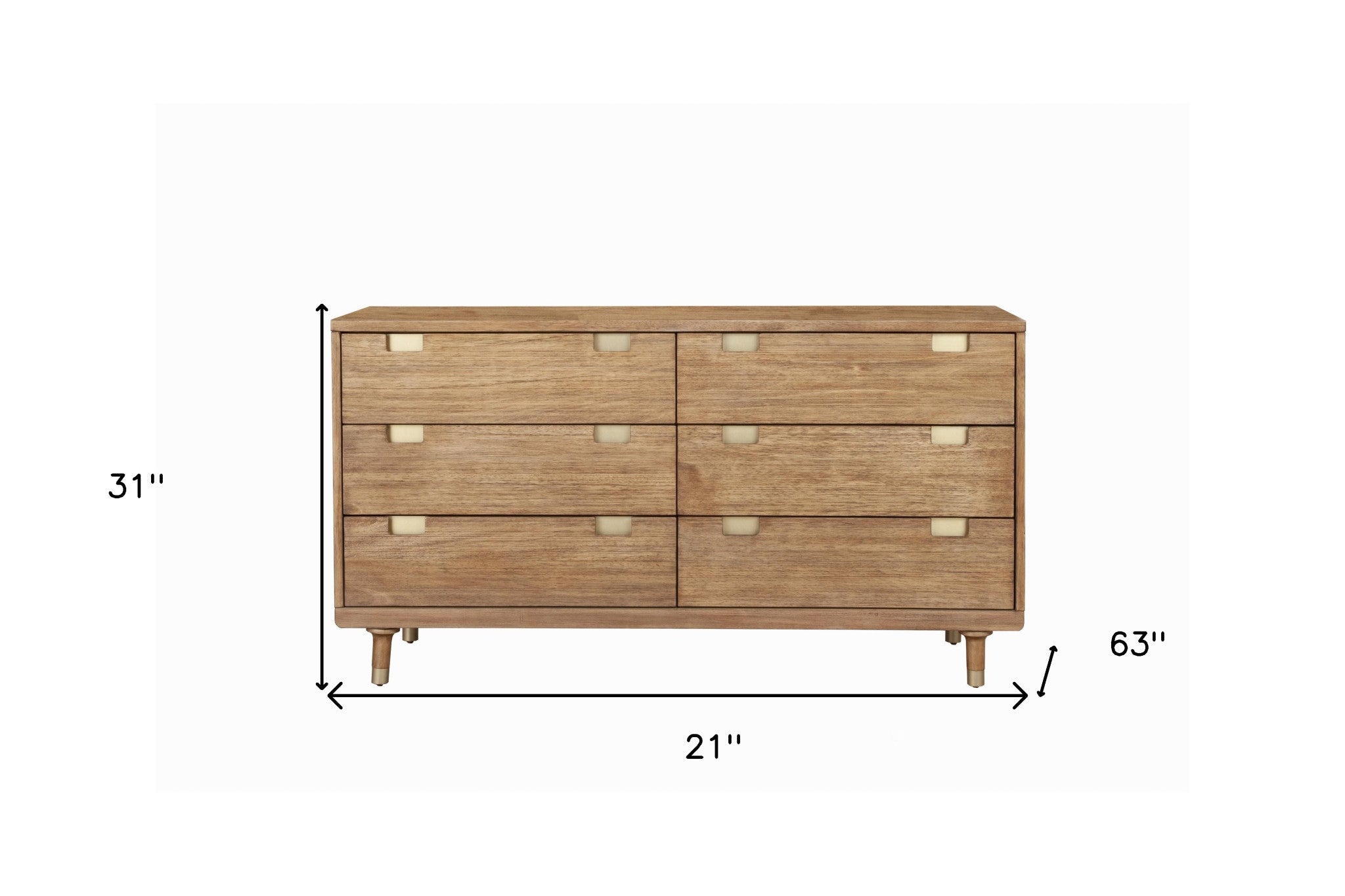 60" Sandy Brown Solid Wood Six Drawer Double Dresser - GreatEagleInc