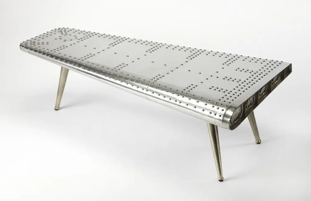 60" Silver Aluminum and Metal Coffee Table Homeroots Living Room