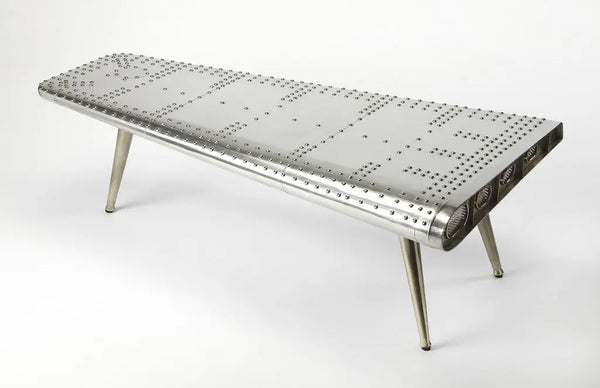 60" Silver Aluminum and Metal Coffee Table Homeroots Living Room