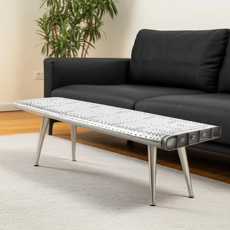 60" Silver Aluminum and Metal Coffee Table Homeroots Living Room