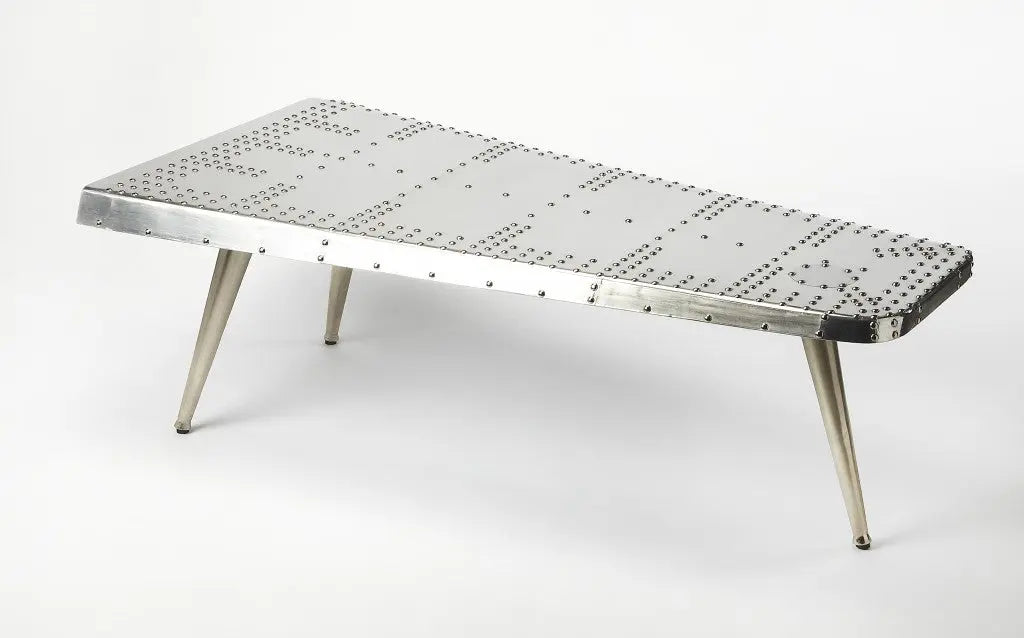 60" Silver Aluminum and Metal Coffee Table Homeroots Living Room