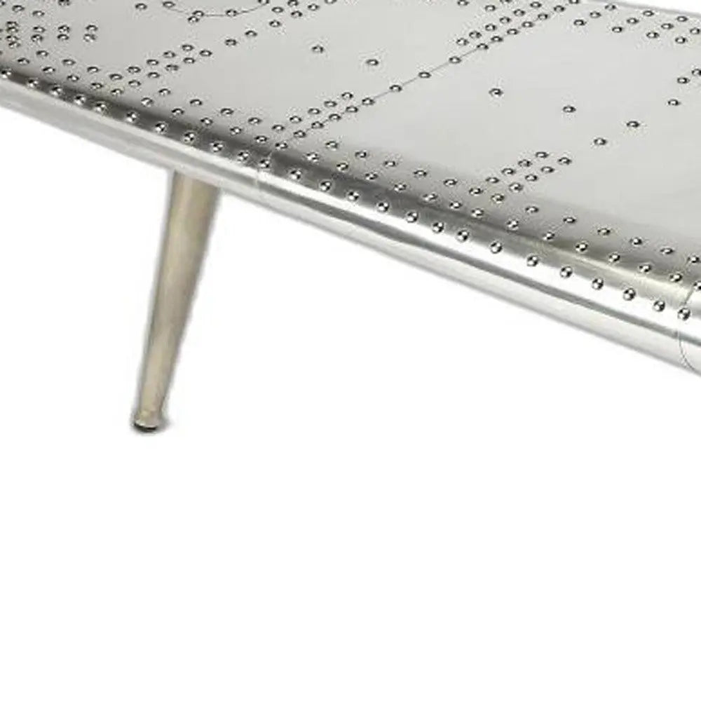 60" Silver Aluminum and Metal Coffee Table Homeroots Living Room