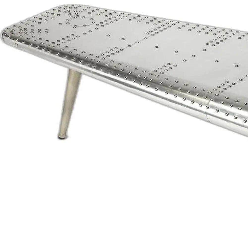 60" Silver Aluminum and Metal Coffee Table Homeroots Living Room