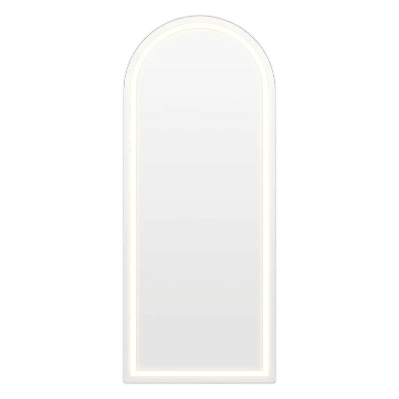 60" Silver Arch Lighted Freestanding And Wall Mounted Framed Full Length Mirror Homeroots Bed & Bath