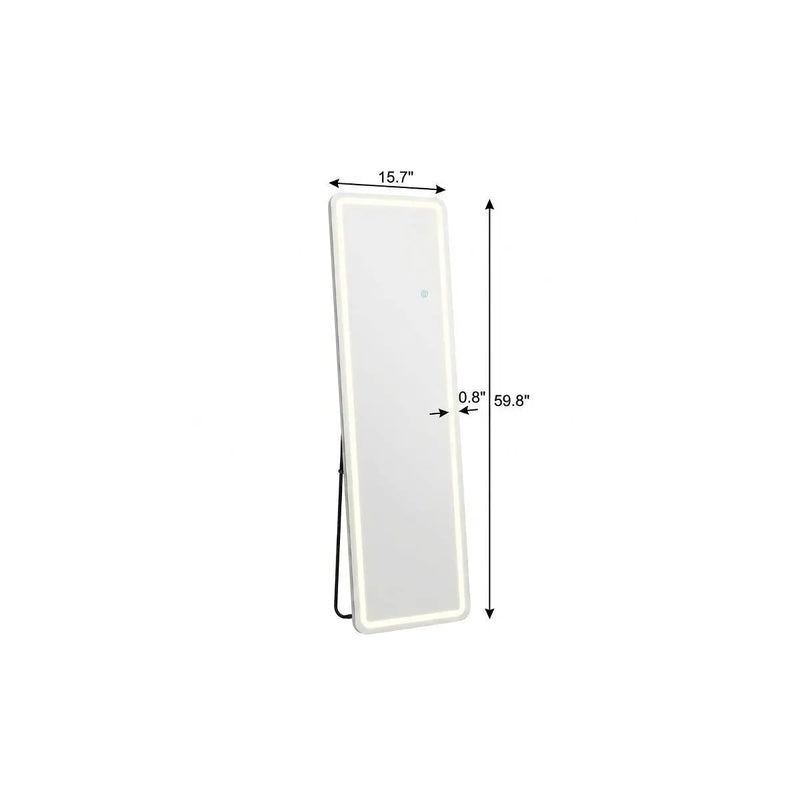 60" Silver Lighted Freestanding And Wall Mounted Framed Full Length Mirror Homeroots Bed & Bath