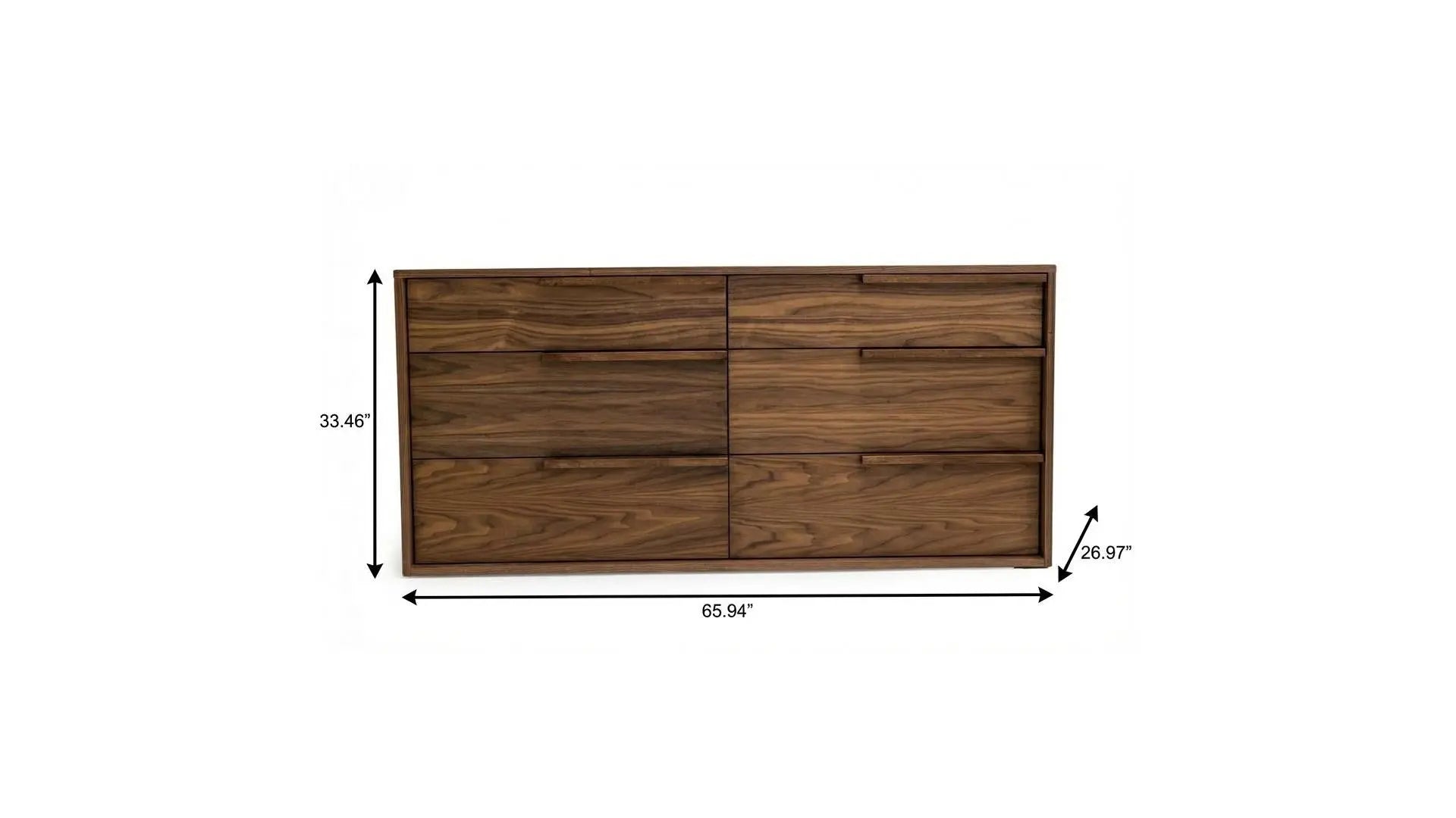 60" Walnut Manufactured Wood Six Drawer Double Dresser Homeroots Bed & Bath