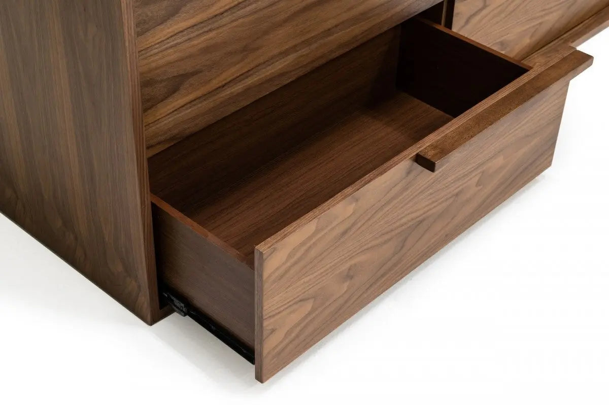 60" Walnut Manufactured Wood Six Drawer Double Dresser Homeroots Bed & Bath