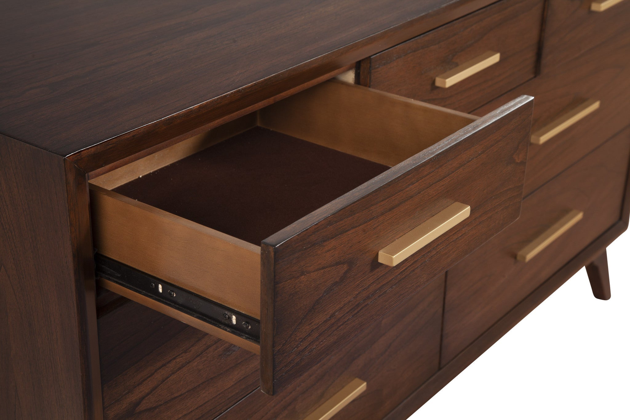 60" Walnut Solid Wood Seven Drawer Double Dresser - GreatEagleInc