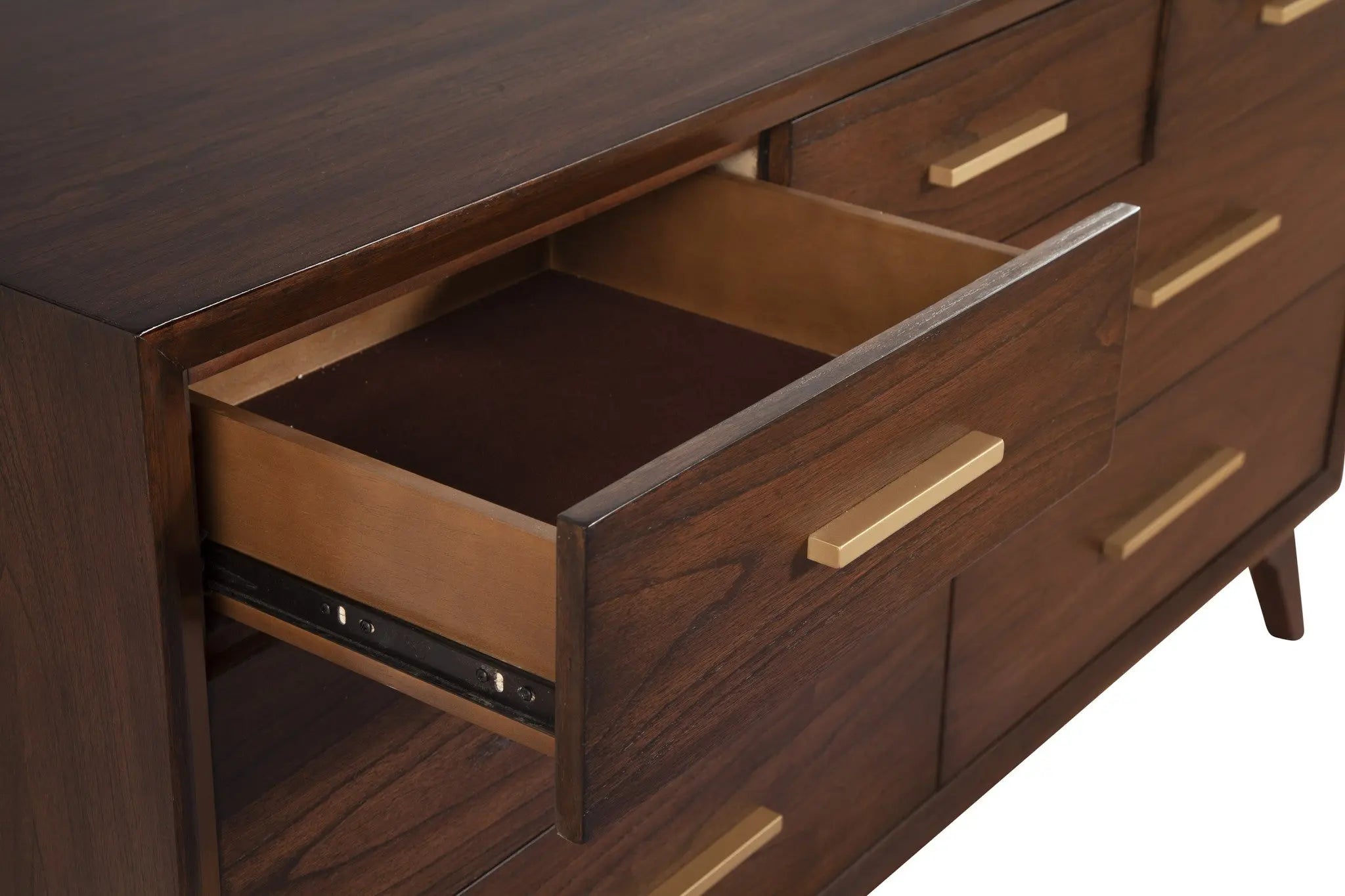 60" Walnut Solid Wood Seven Drawer Double Dresser - GreatEagleInc