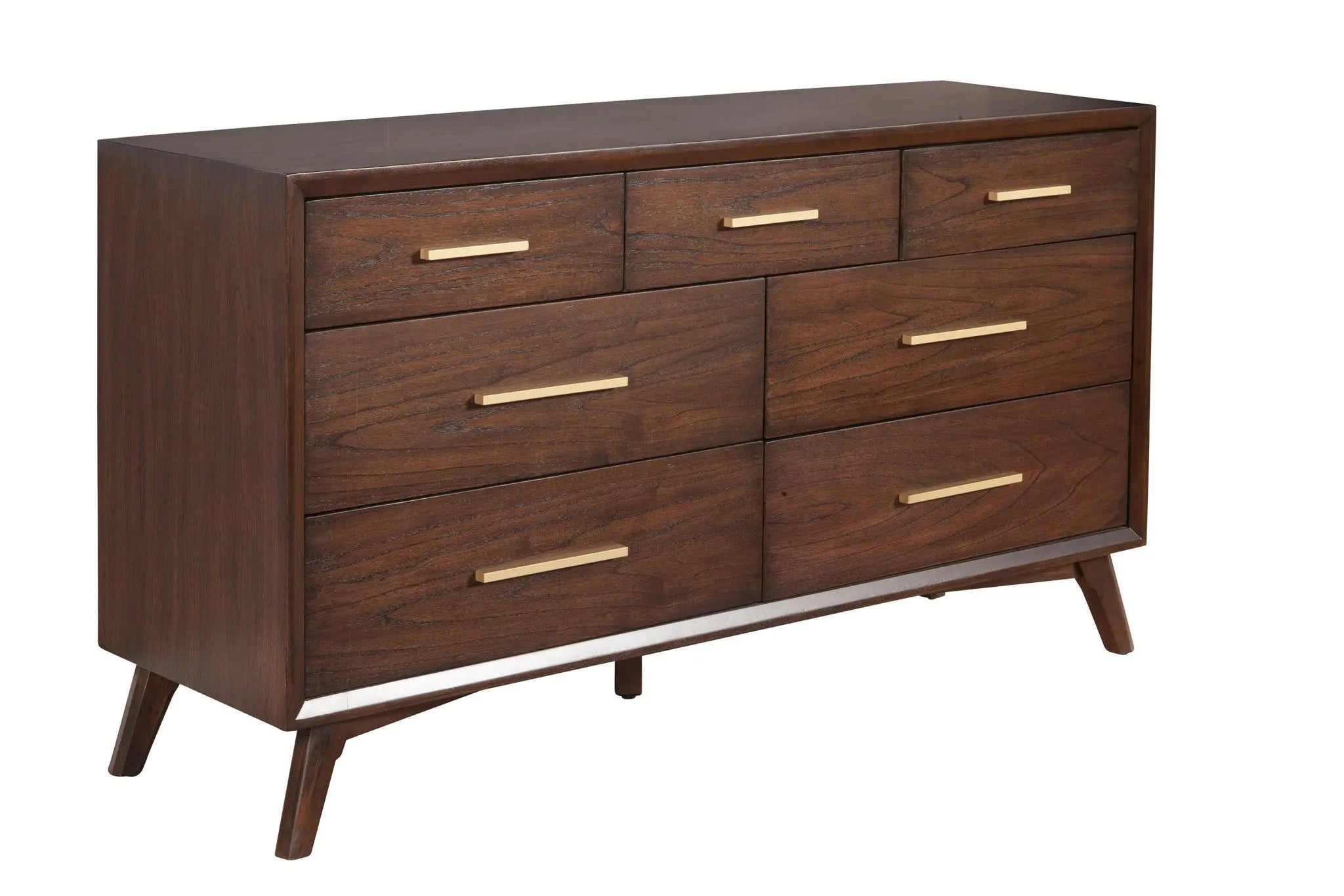 60" Walnut Solid Wood Seven Drawer Double Dresser - GreatEagleInc