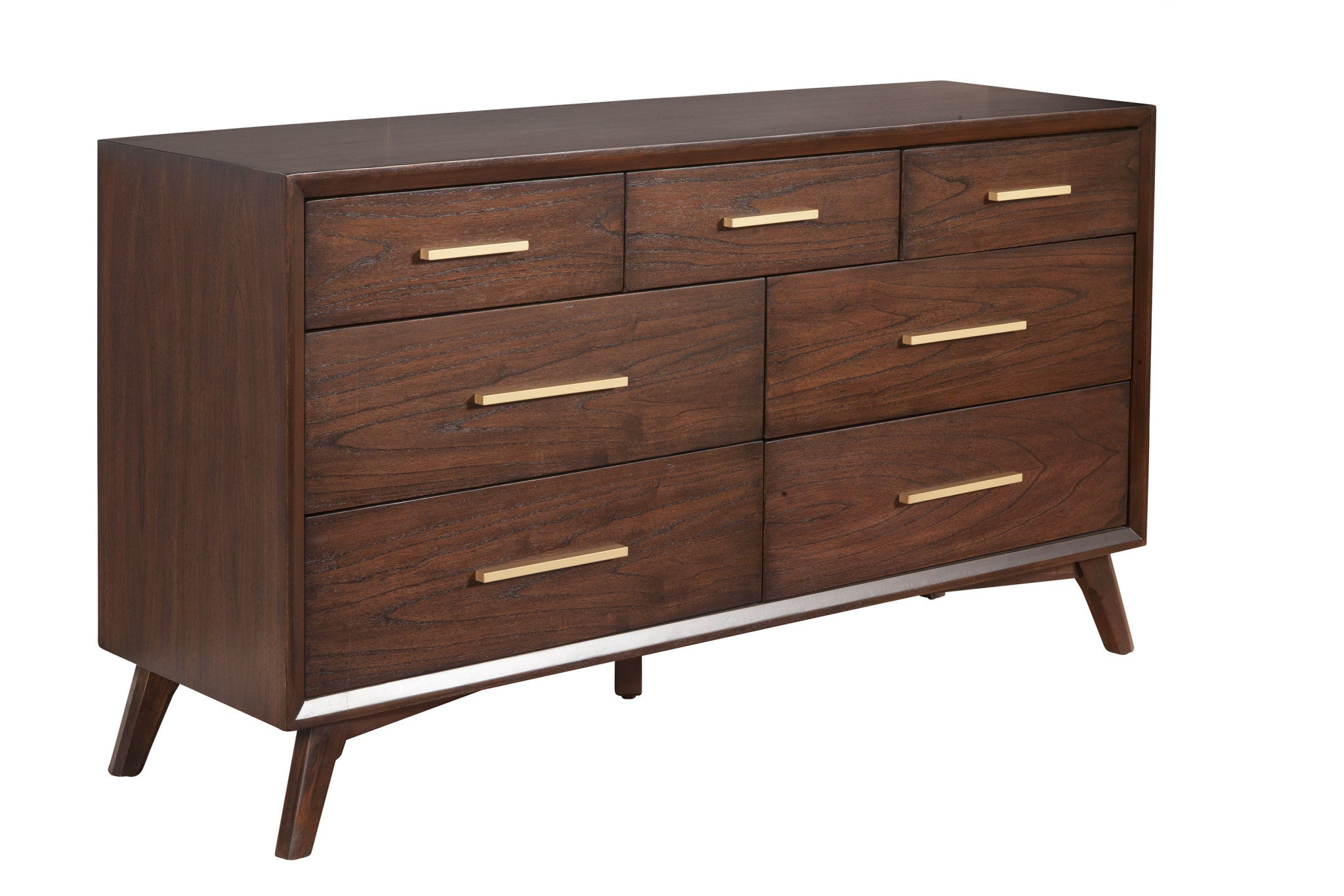 60" Walnut Solid Wood Seven Drawer Double Dresser - GreatEagleInc