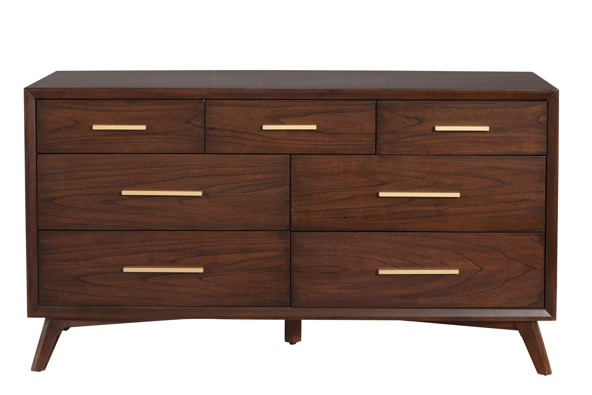 60" Walnut Solid Wood Seven Drawer Double Dresser - GreatEagleInc