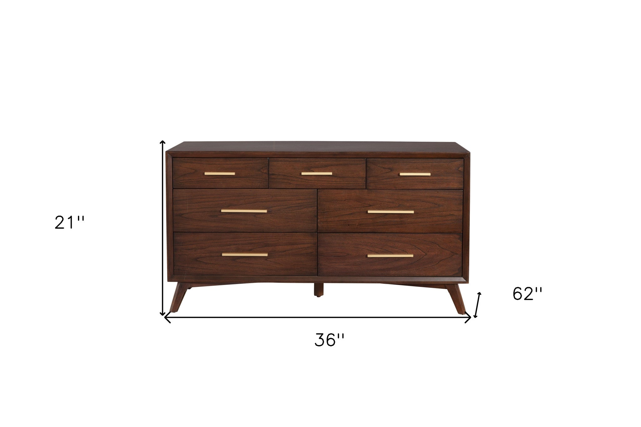 60" Walnut Solid Wood Seven Drawer Double Dresser - GreatEagleInc