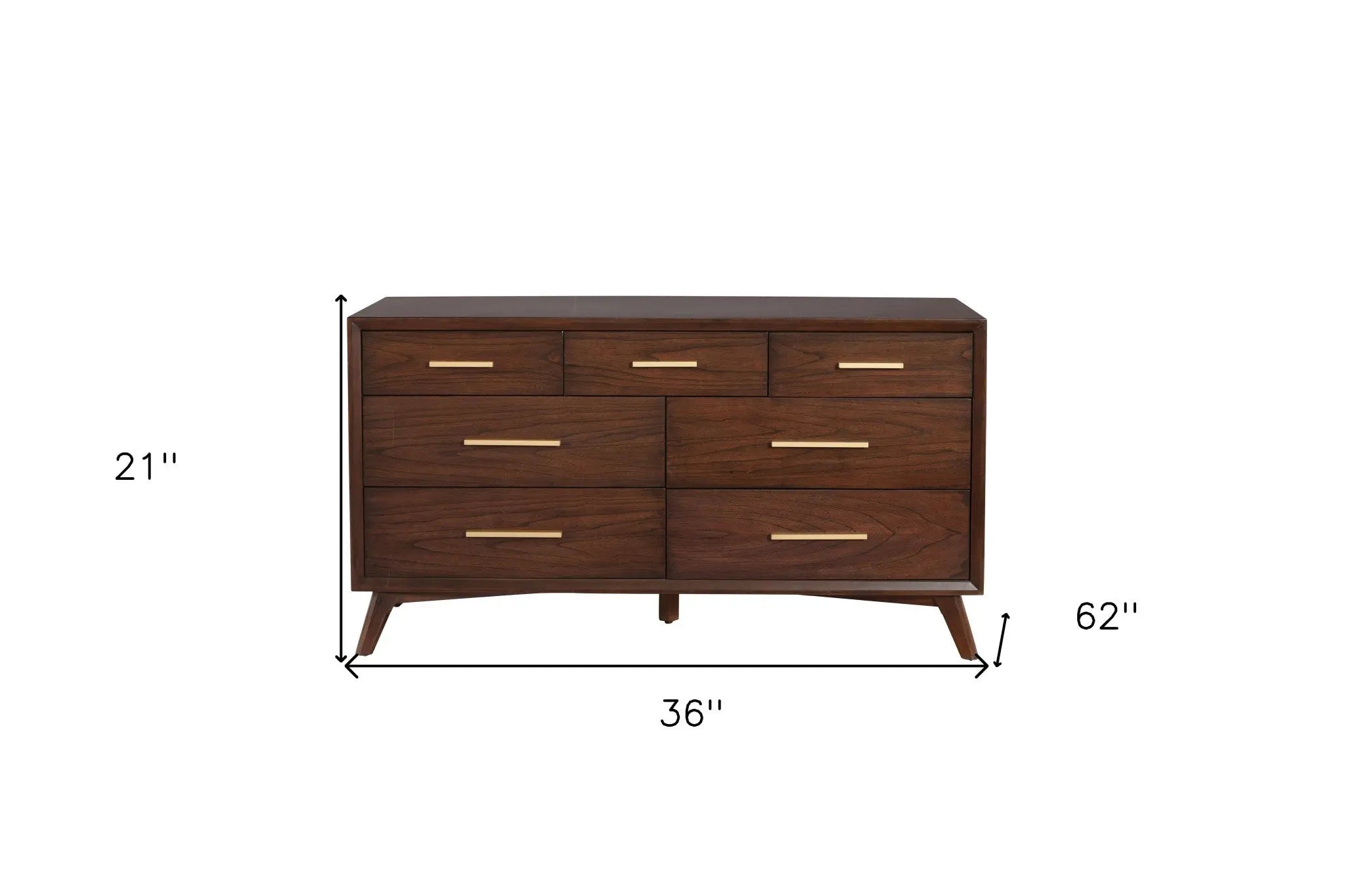 60" Walnut Solid Wood Seven Drawer Double Dresser - GreatEagleInc