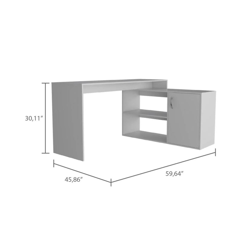 60" White L Shape Computer Desk Homeroots Office