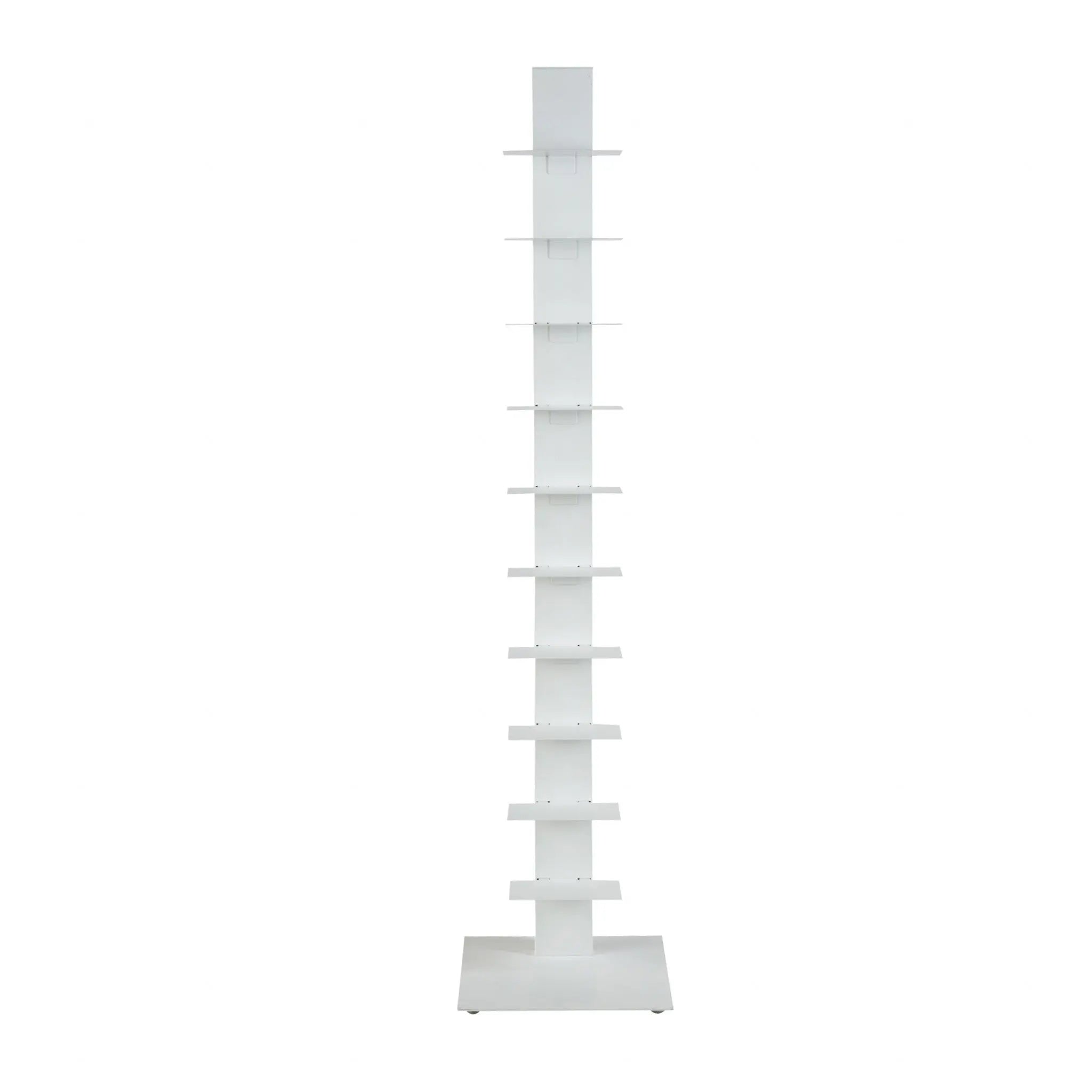 60" White Metal Ten Shelf Modern Tower Bookcase Homeroots Office