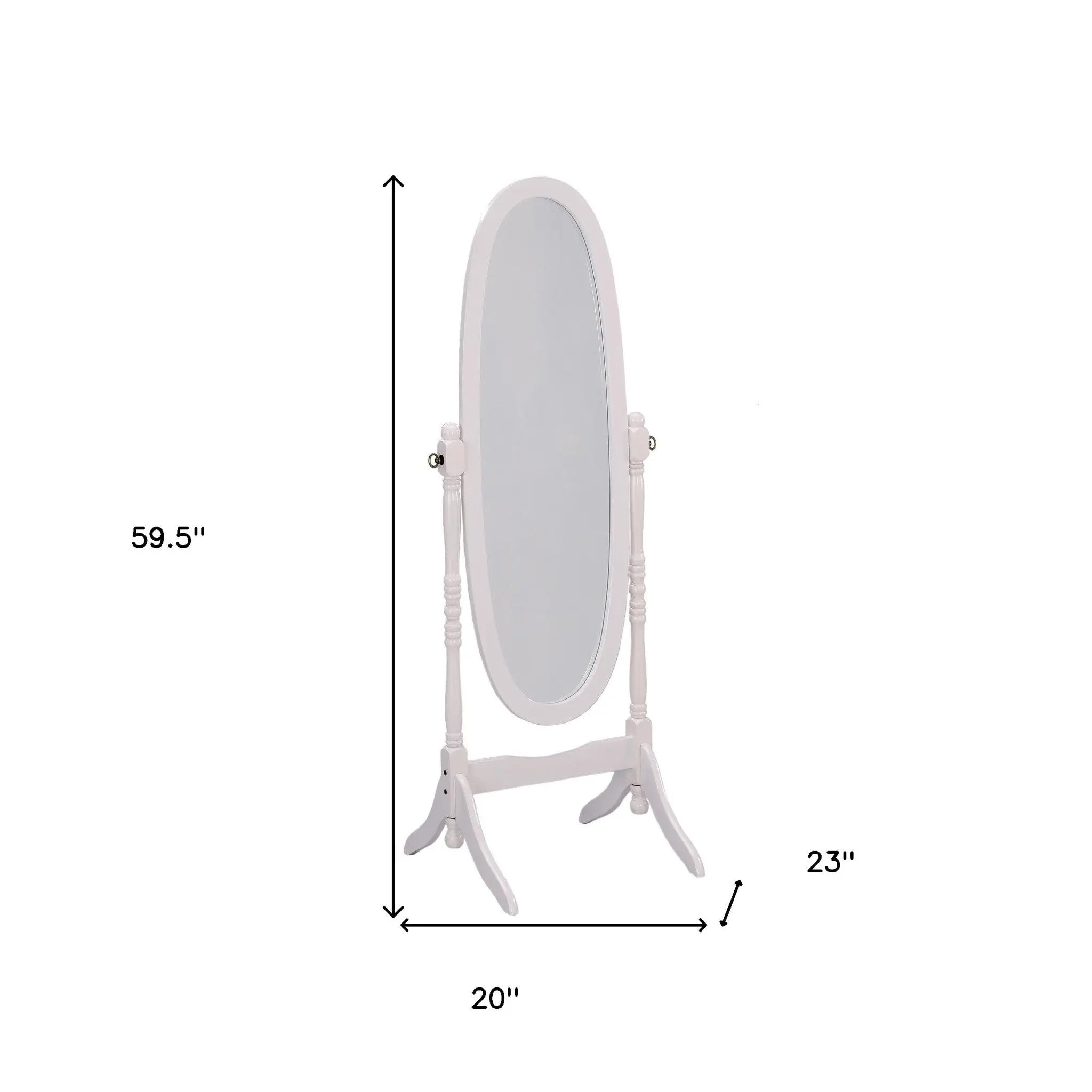 60" White Oval Wood Framed Freestanding Cheval Mirror Homeroots Bed & Bath
