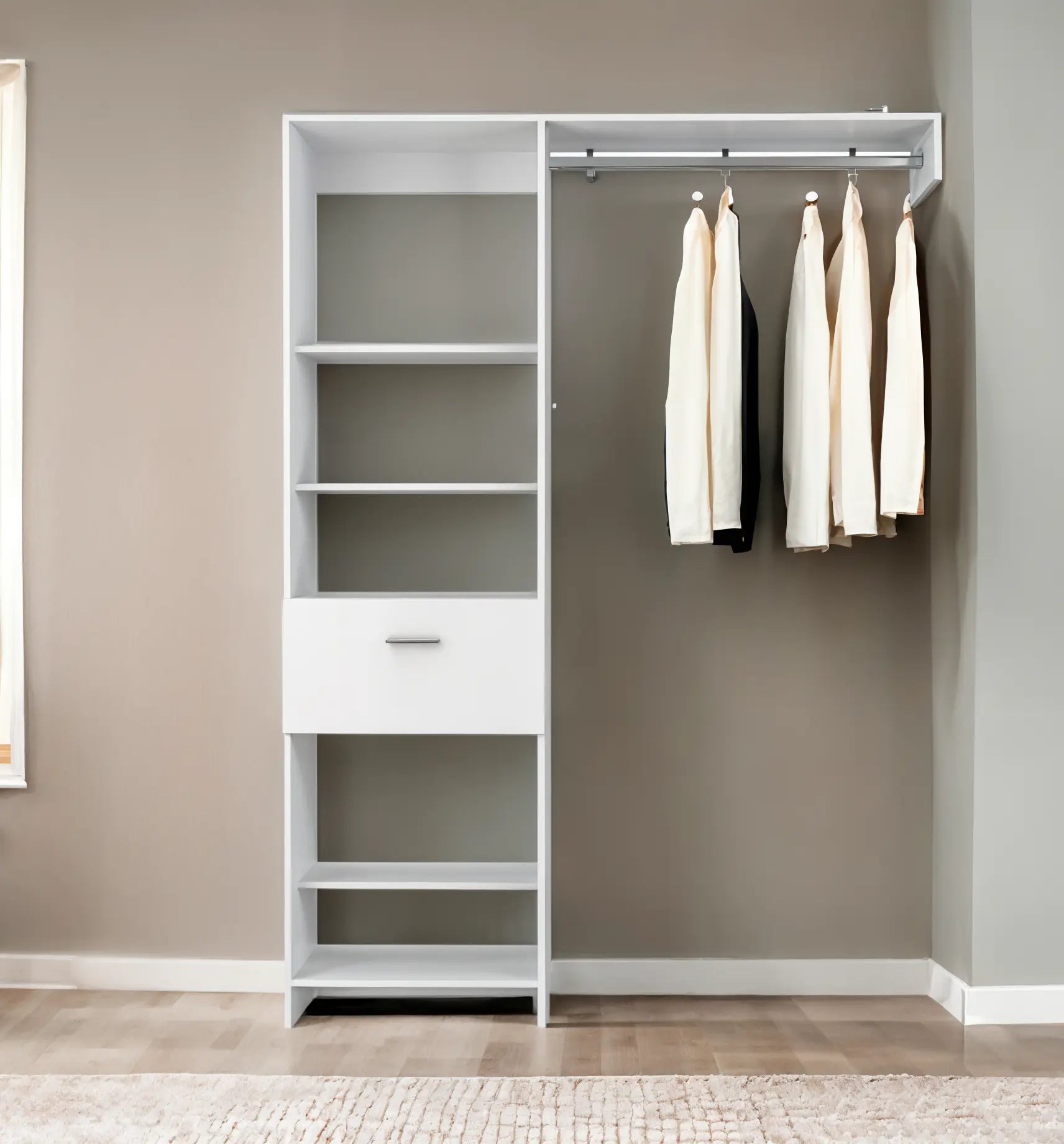60" White Wood And Metal Closet System Homeroots Office