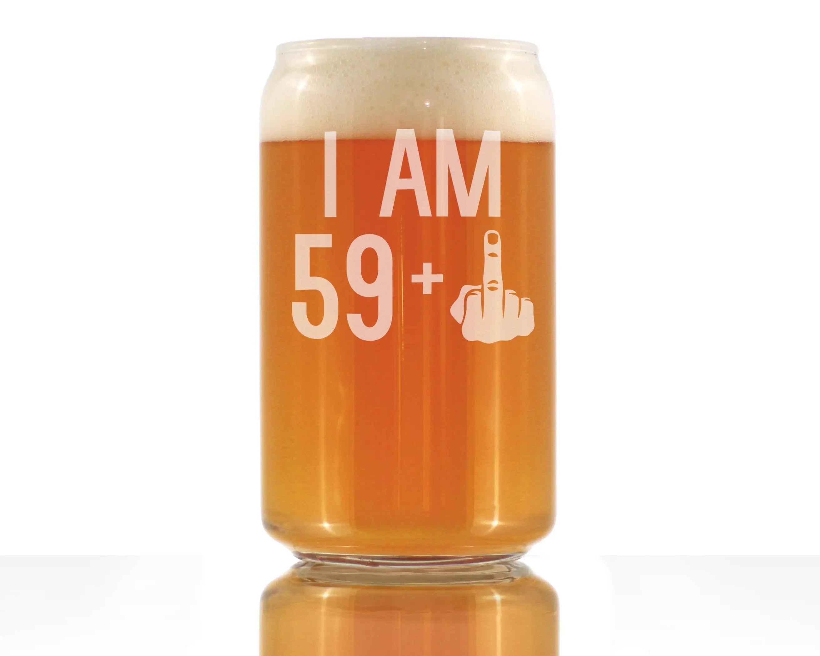 60th Birthday Gifts - 59 Middle Finger Beer Can Pint Glass Bevvee