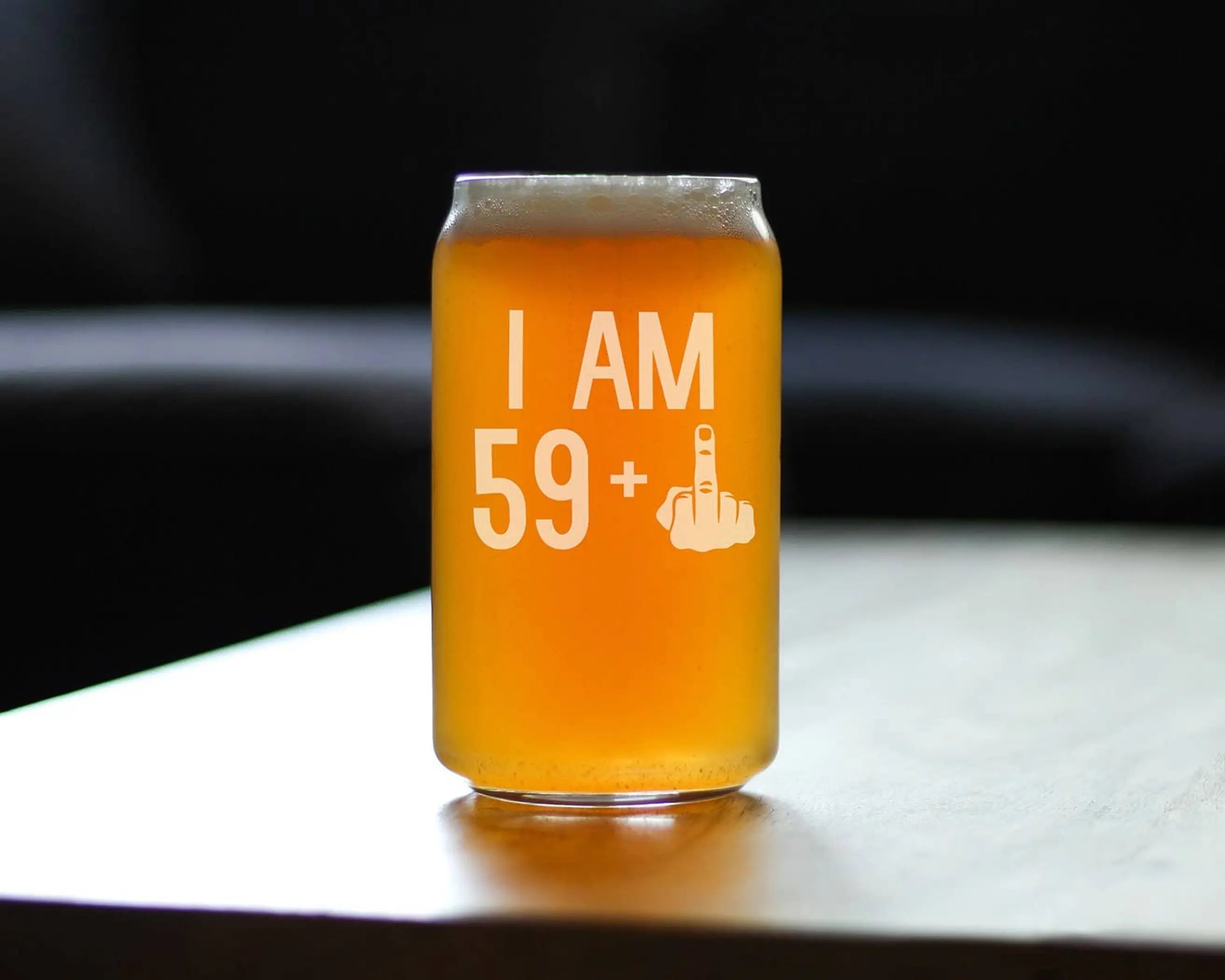 60th Birthday Gifts - 59 Middle Finger Beer Can Pint Glass Bevvee