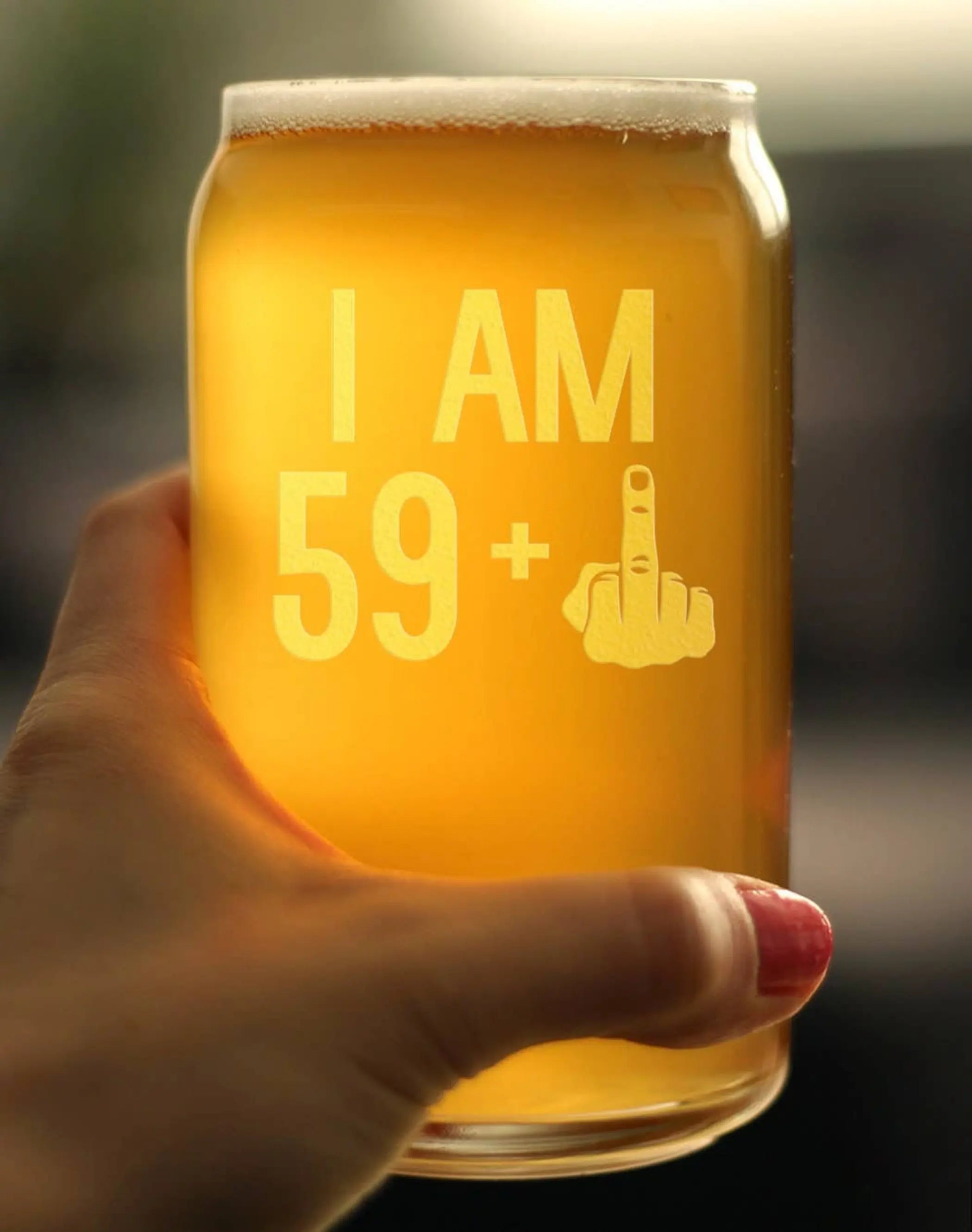 60th Birthday Gifts - 59 Middle Finger Beer Can Pint Glass Bevvee