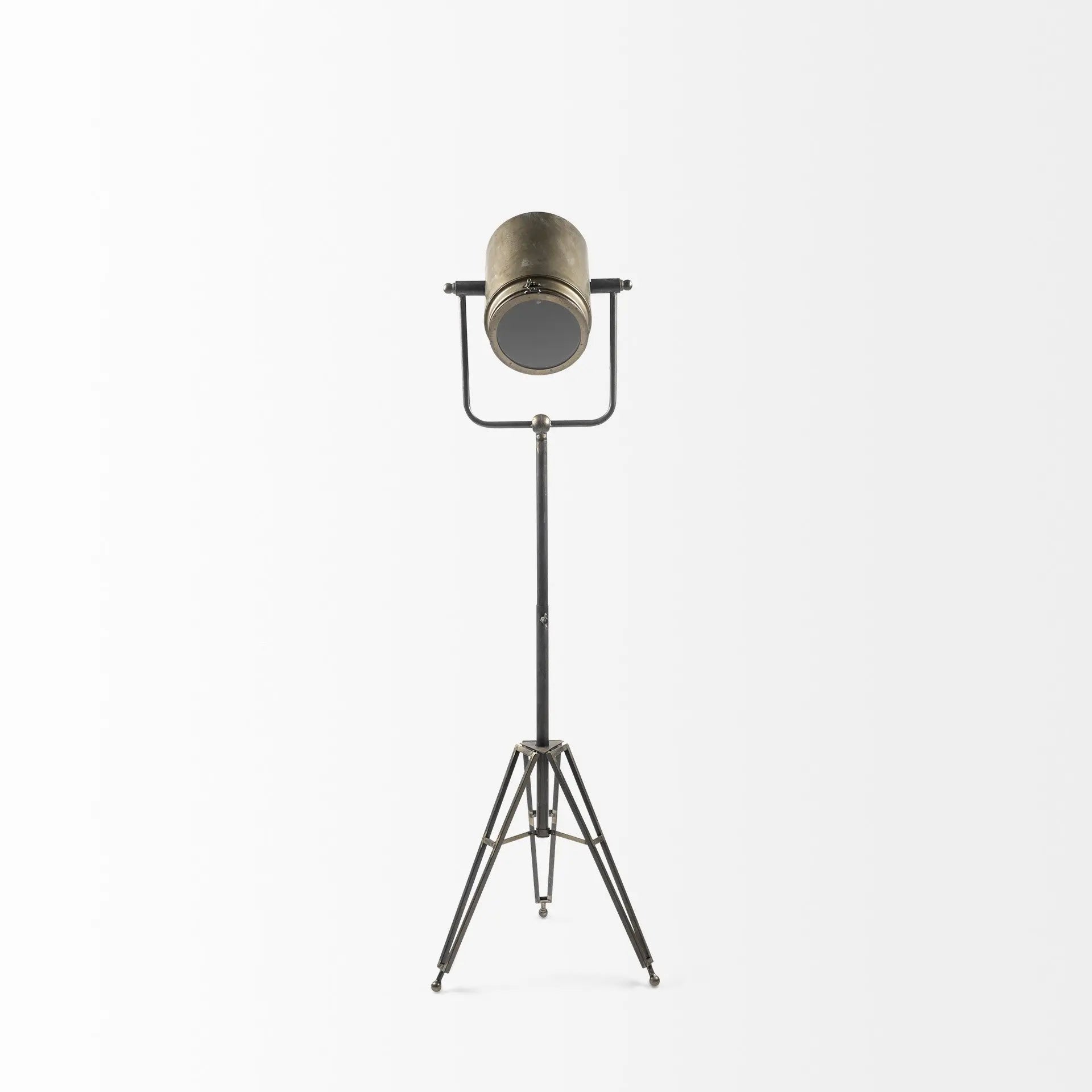 61" Antiqued Gold LED Movie Set Floor Lamp With Gold Metal Shade Homeroots Lighting