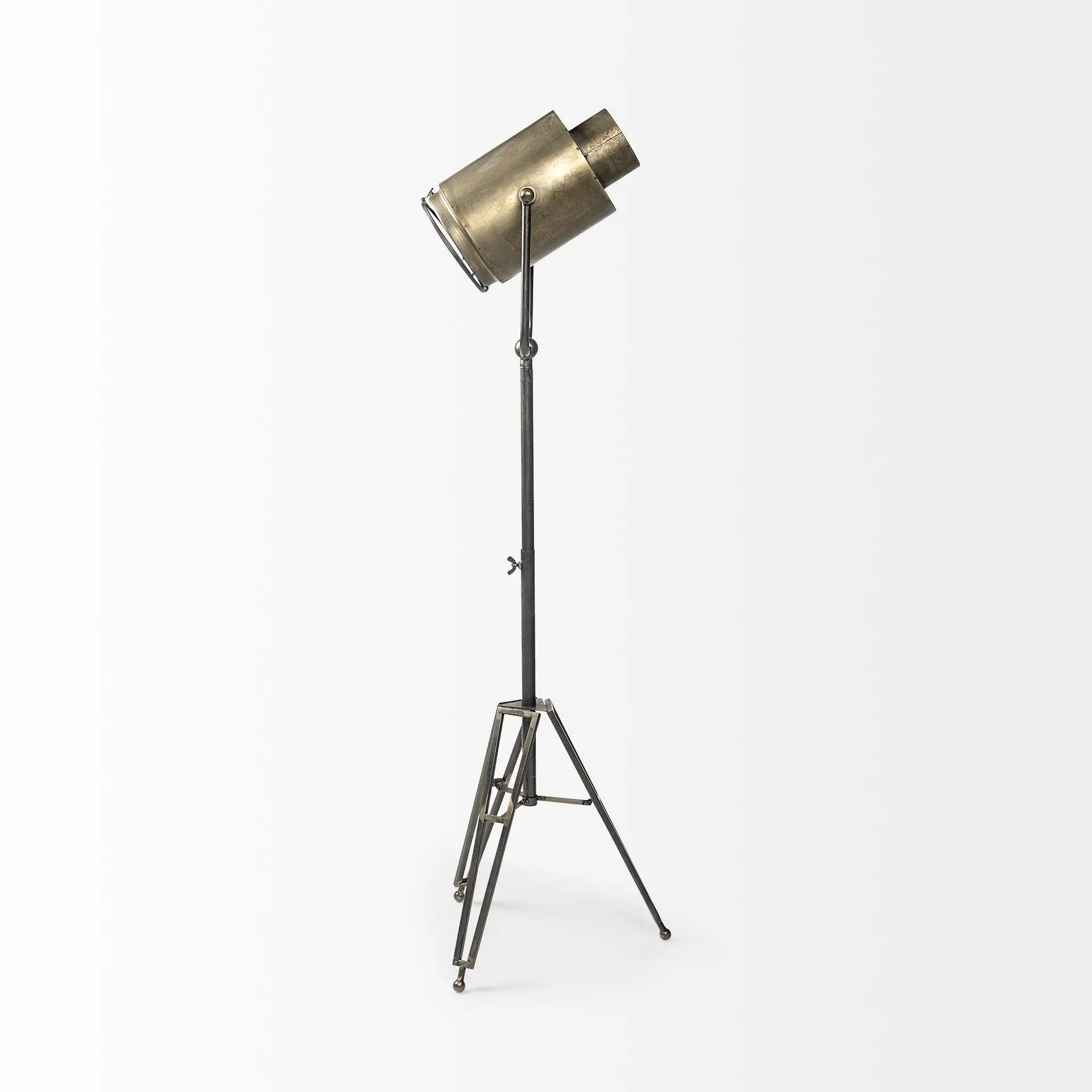 61" Antiqued Gold LED Movie Set Floor Lamp With Gold Metal Shade Homeroots Lighting