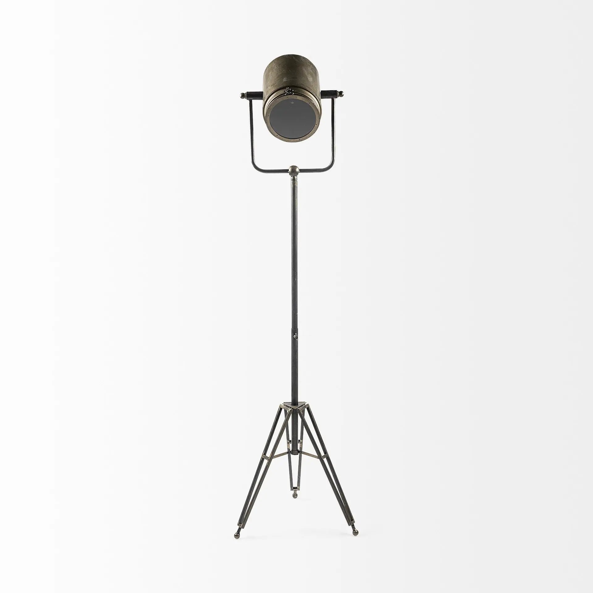 61" Antiqued Gold LED Movie Set Floor Lamp With Gold Metal Shade Homeroots Lighting