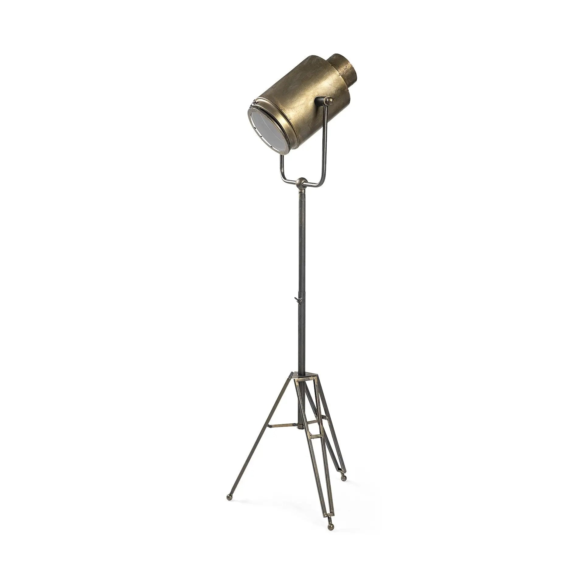 61" Antiqued Gold LED Movie Set Floor Lamp With Gold Metal Shade Homeroots Lighting