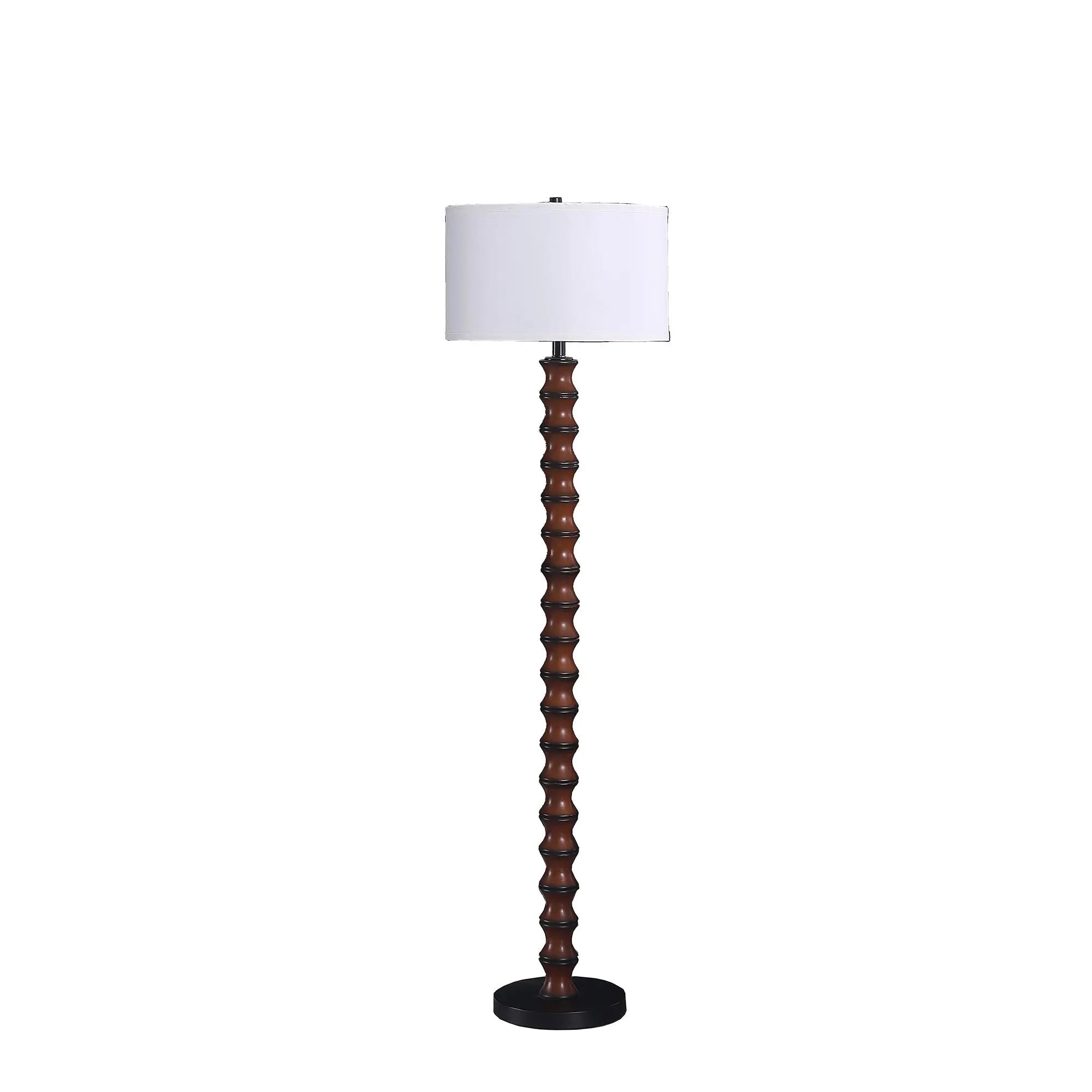 61" Brown And White Resin Floor Lamp With White Fabric Drum Shade Homeroots Lighting